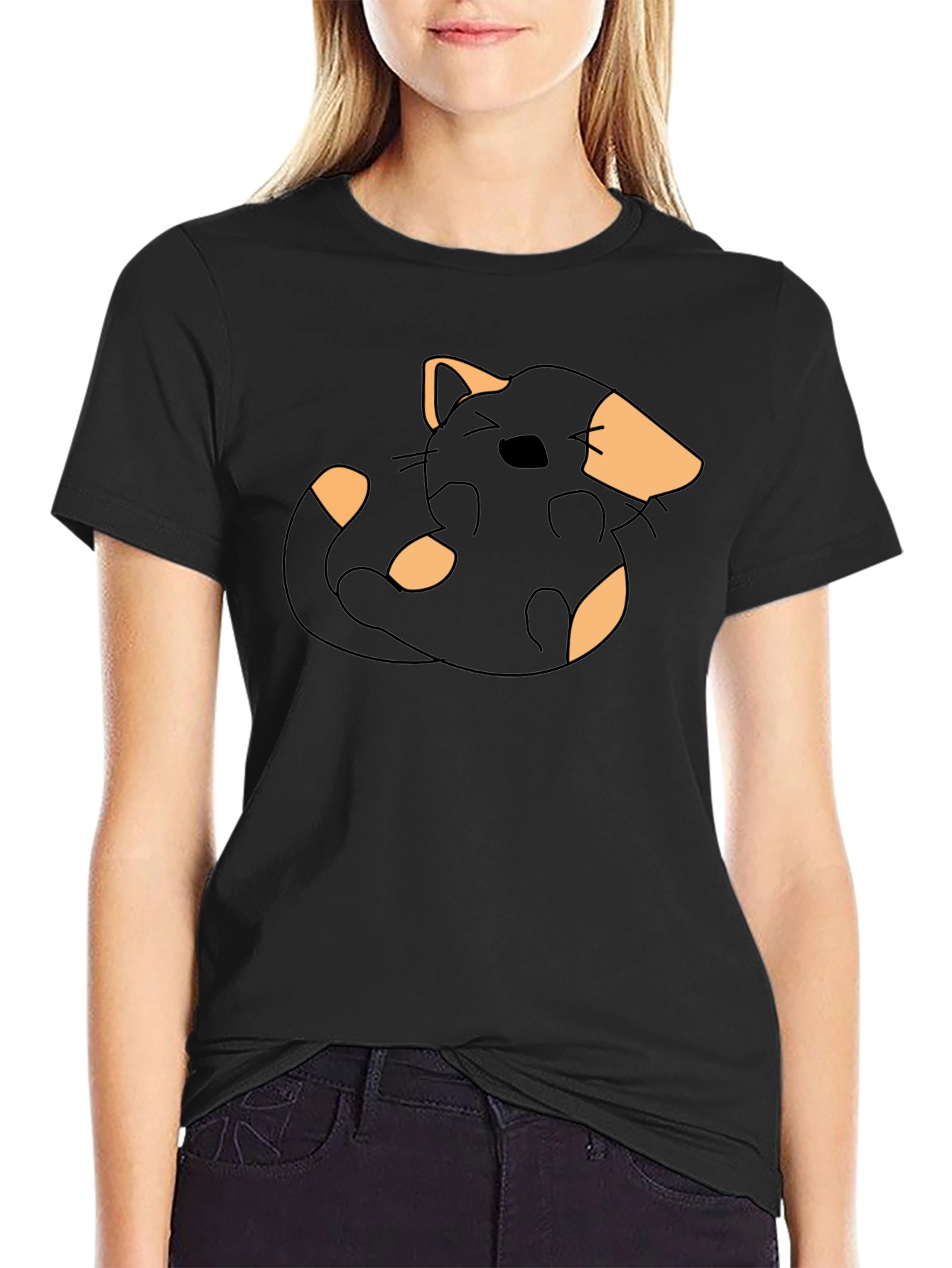 Black Cat Graphic Tee - Unique Design