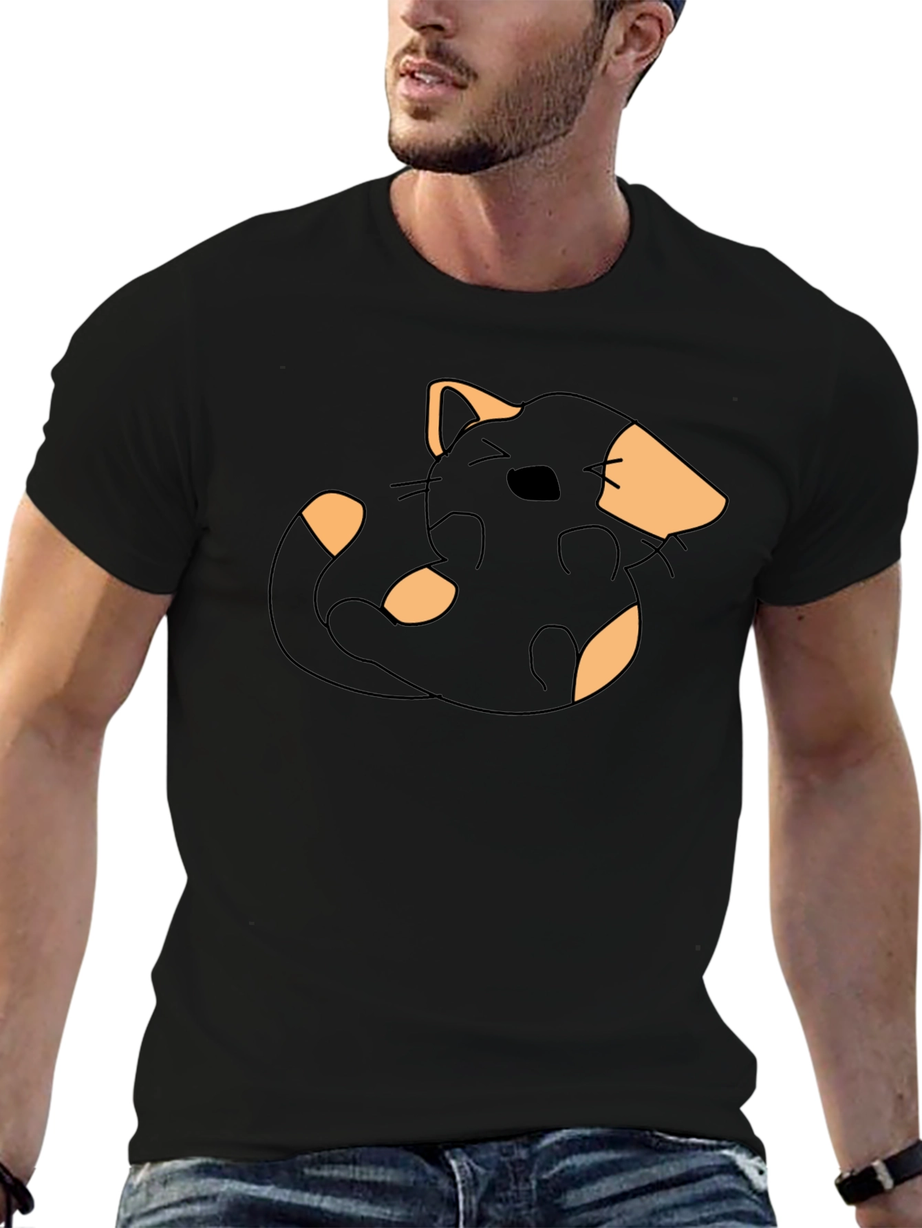 Black Cat Graphic Tee - Unique Design