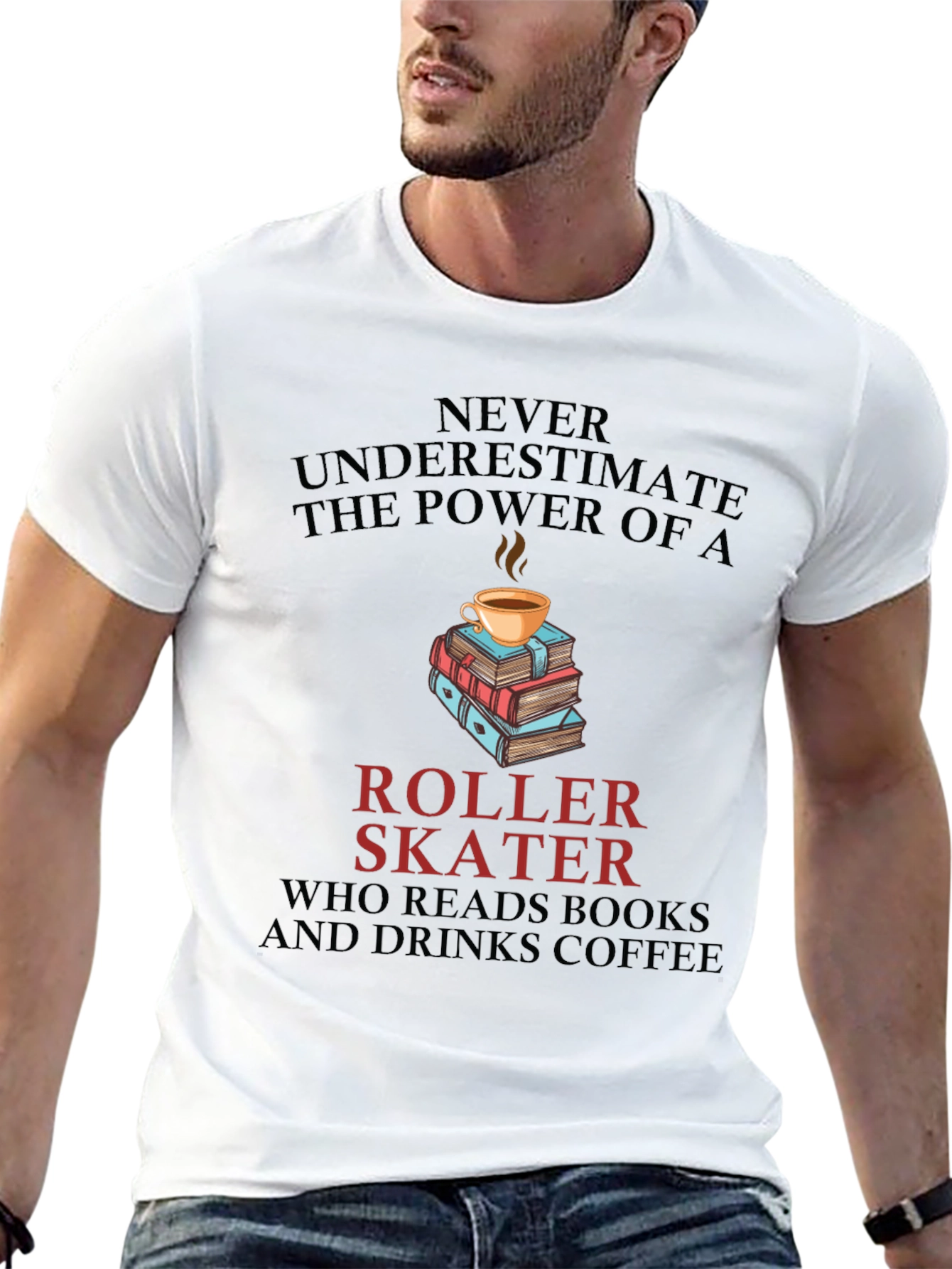 Roller Skater Books & Coffee T-Shirt
