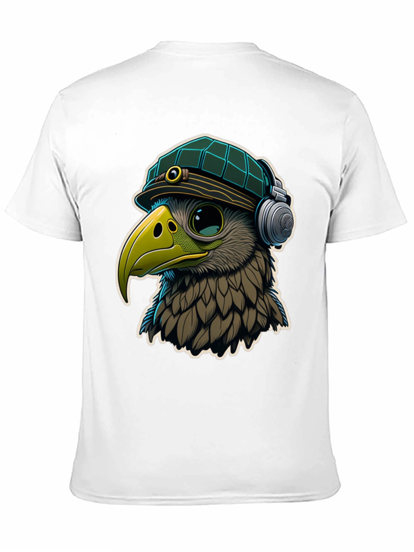 Cool Bird in Hat & Headphones Graphic Tee