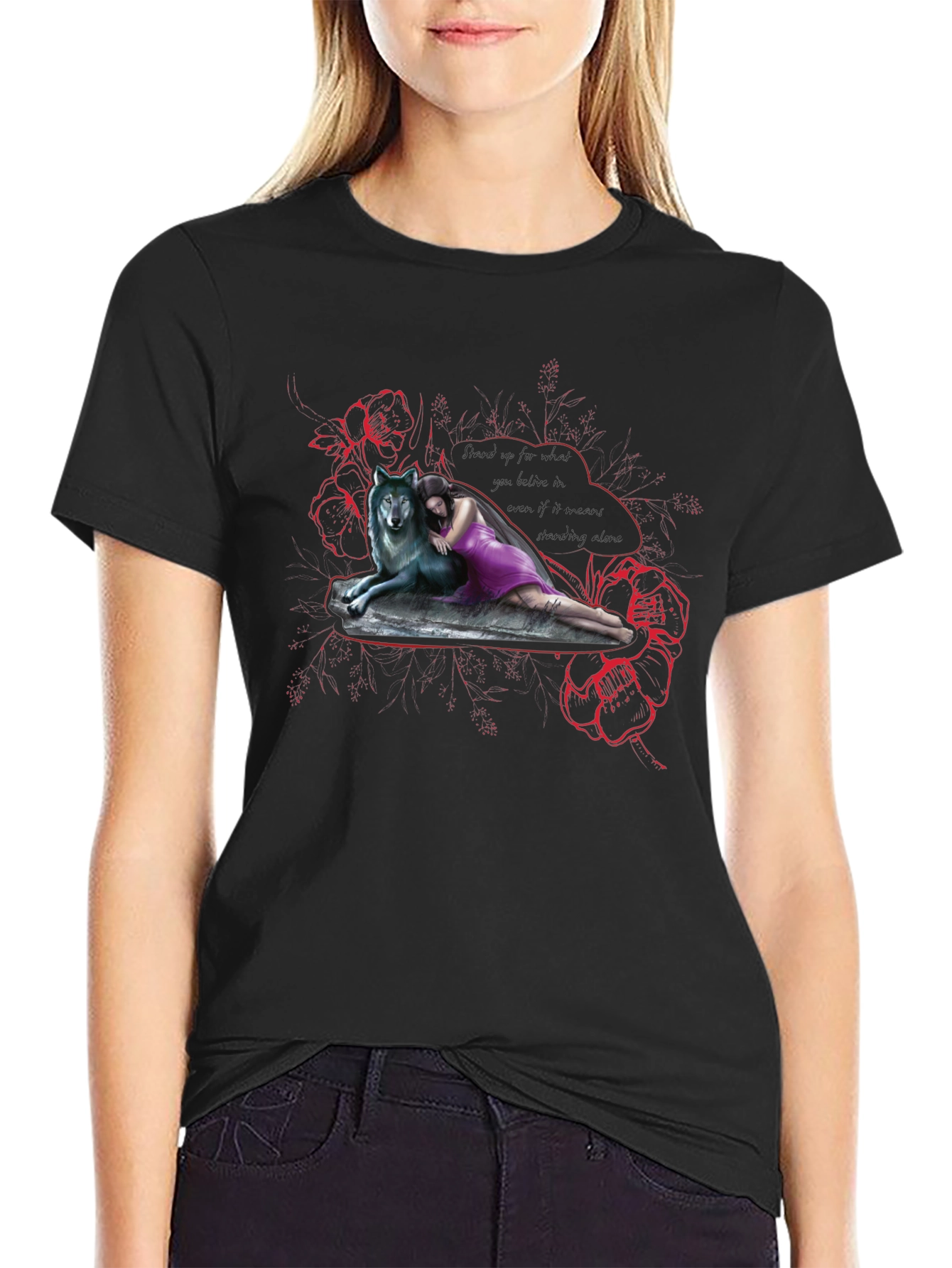 Wolf & Woman Graphic Print Tee