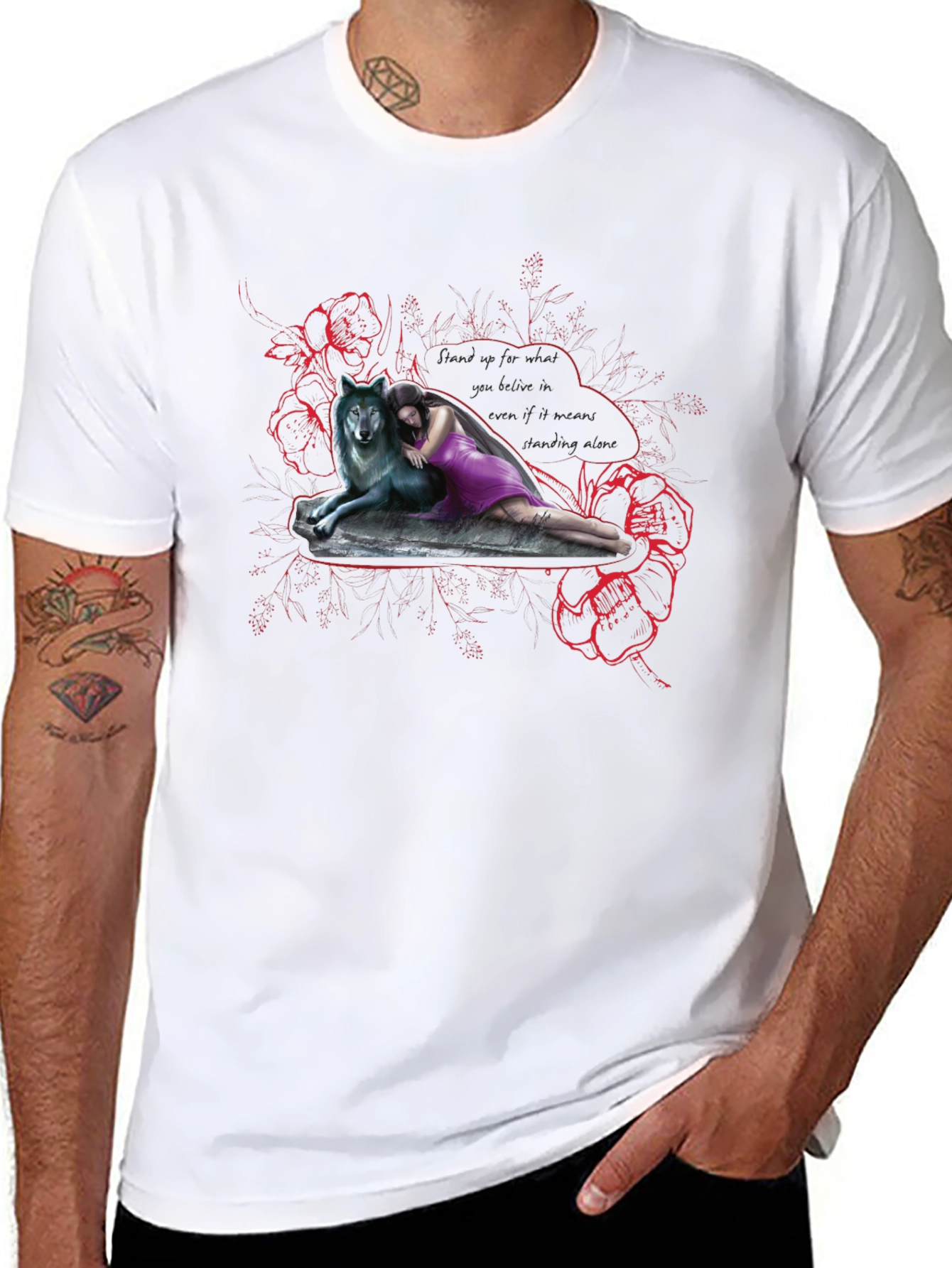 Wolf & Woman Graphic Print Tee