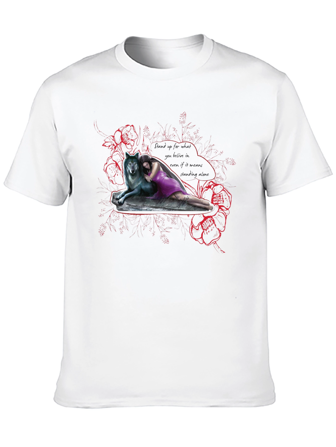 Wolf & Woman Graphic Print Tee