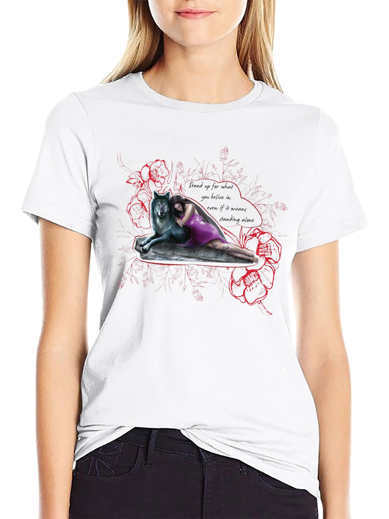 Wolf & Woman Graphic Print Tee