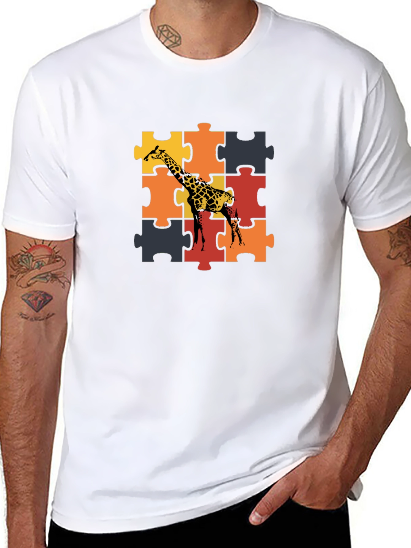 Giraffe Puzzle T-Shirt - Stylish Animal Tee