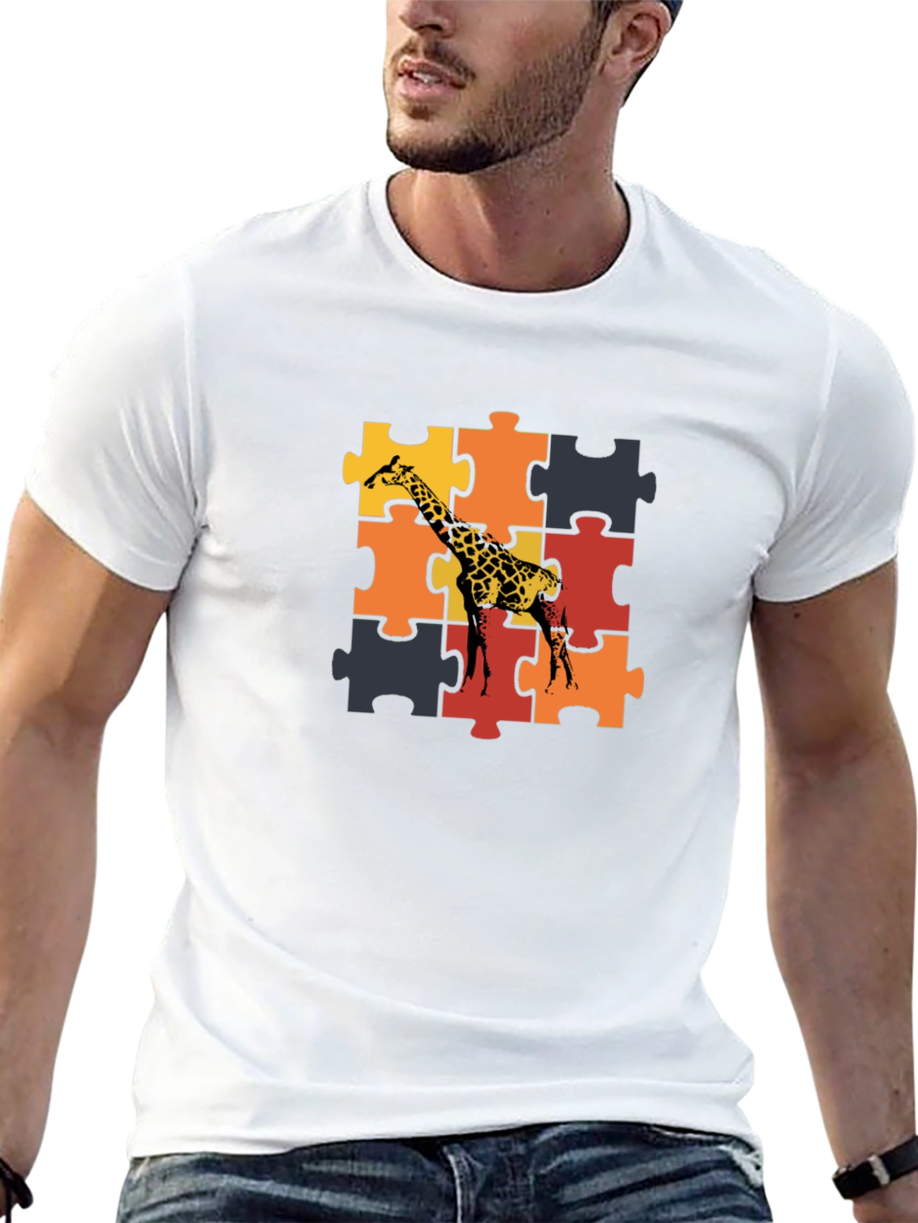 Giraffe Puzzle T-Shirt - Stylish Animal Tee