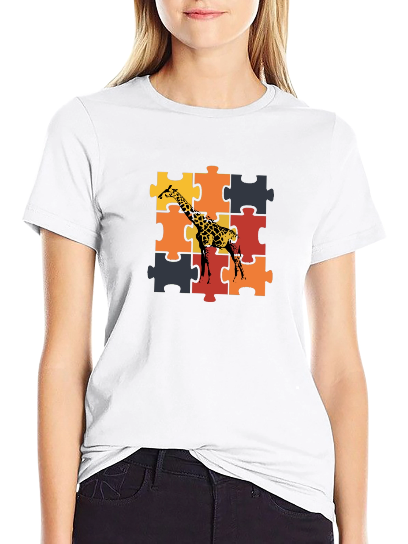 Giraffe Puzzle T-Shirt - Stylish Animal Tee
