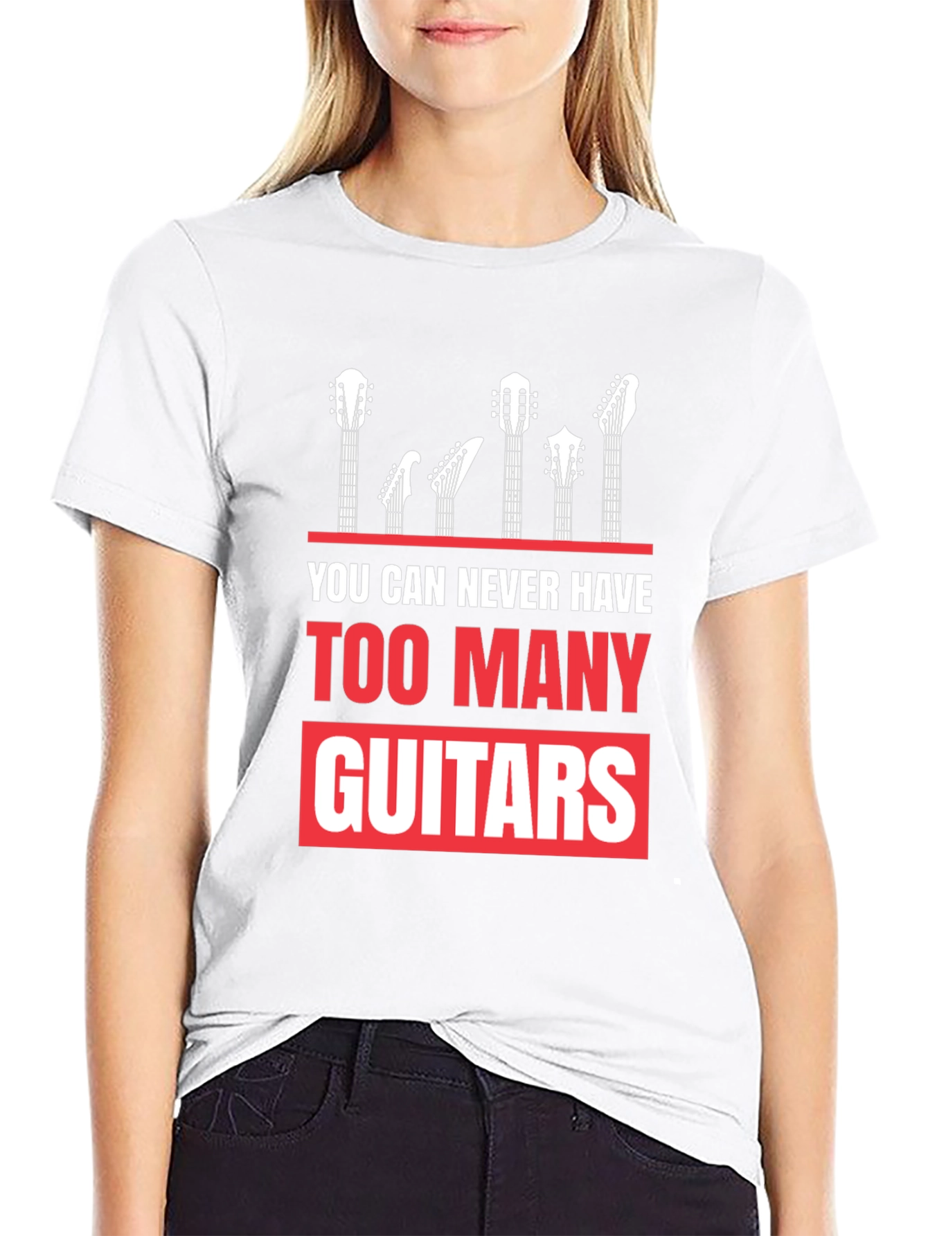 Too Many Guitars Graphic Tee - Musicians Black T-Shirt