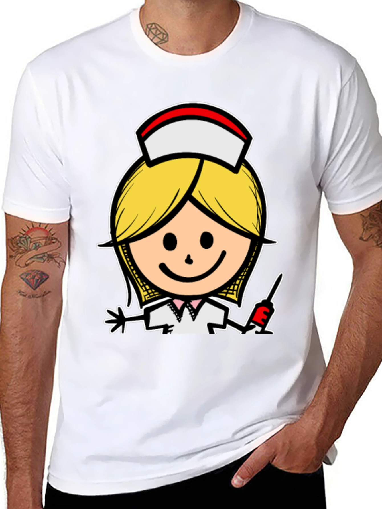 Cartoon Nurse T-Shirt - Unique Graphic Tee