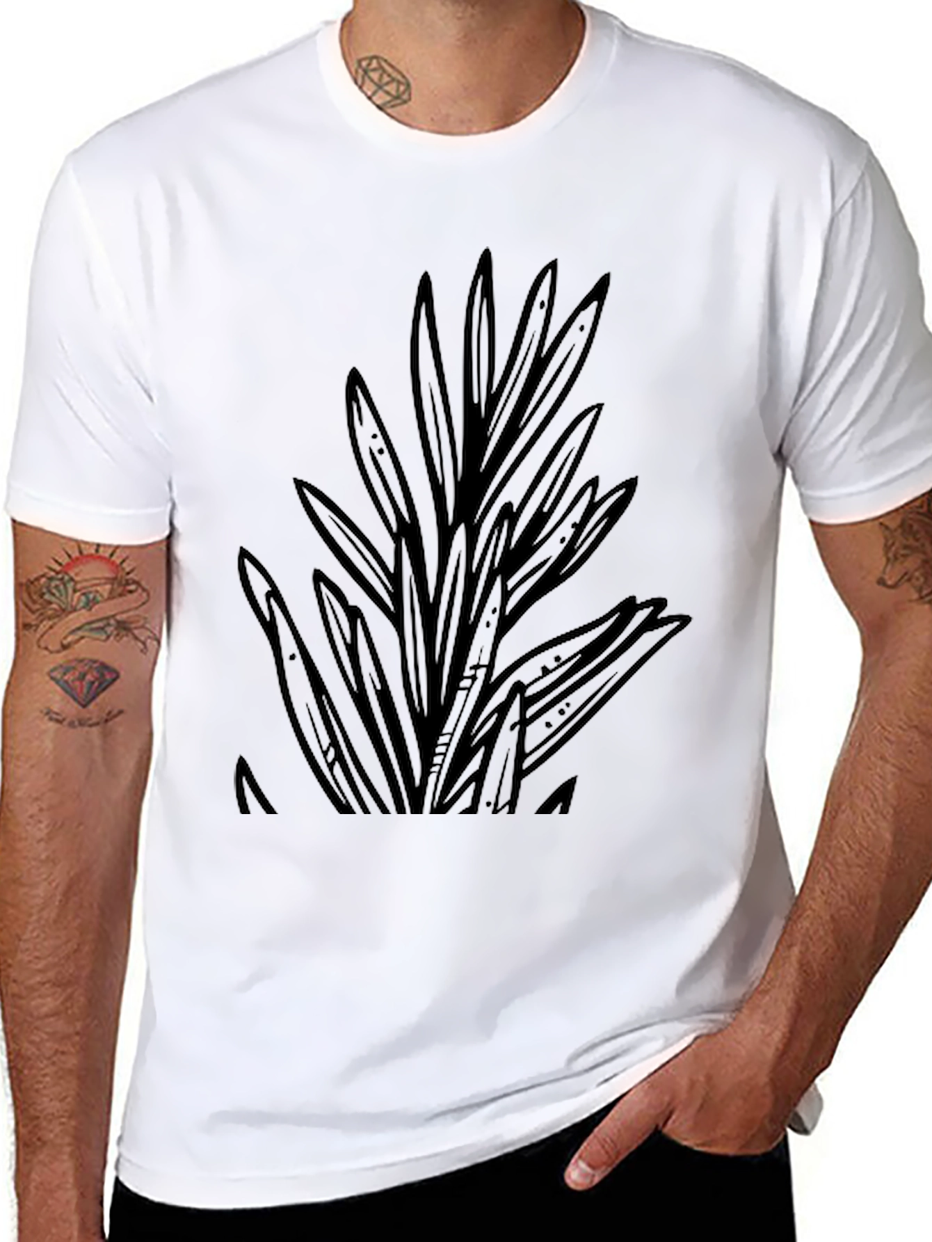 Black Graphic Tee - Nature Design
