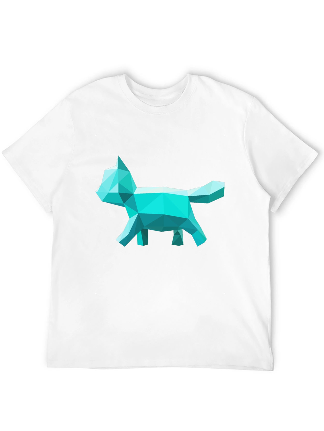Geometric Cat Graphic Tee - Modern Art Style T-Shirt