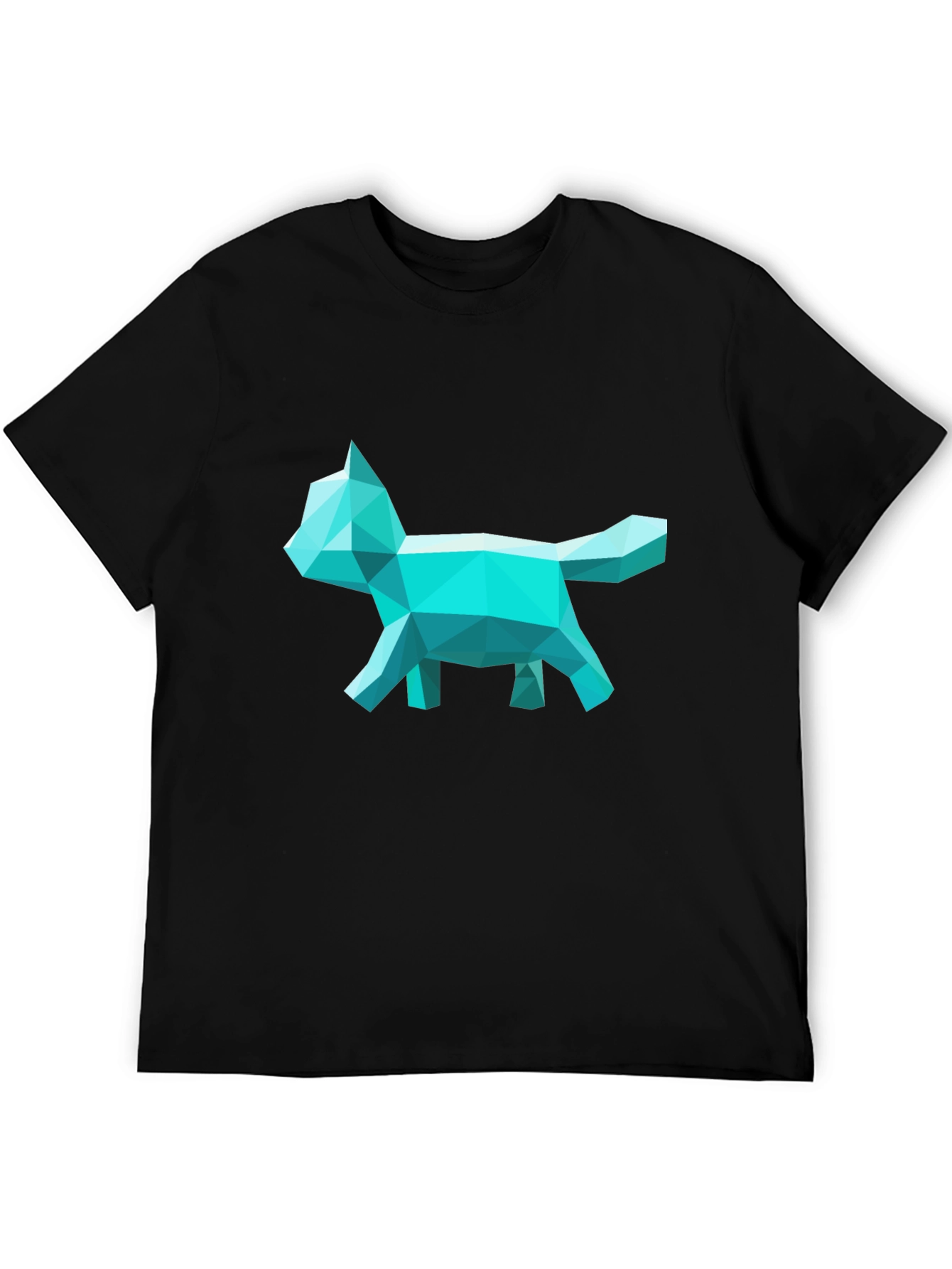 Geometric Cat Graphic Tee - Modern Art Style T-Shirt
