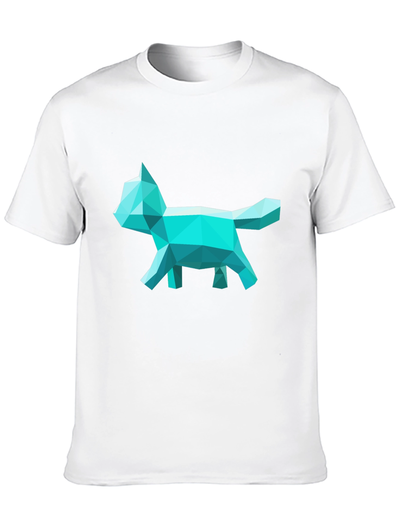 Geometric Cat Graphic Tee - Modern Art Style T-Shirt
