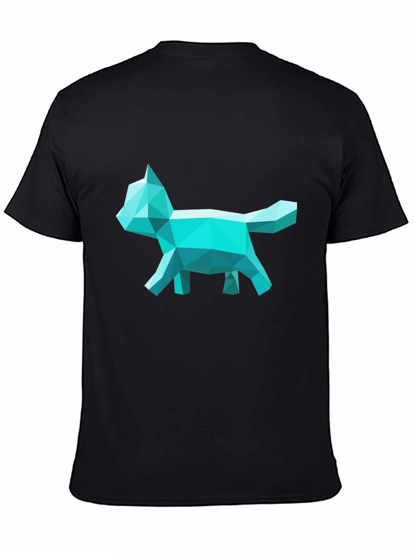 Geometric Cat Graphic Tee - Modern Art Style T-Shirt