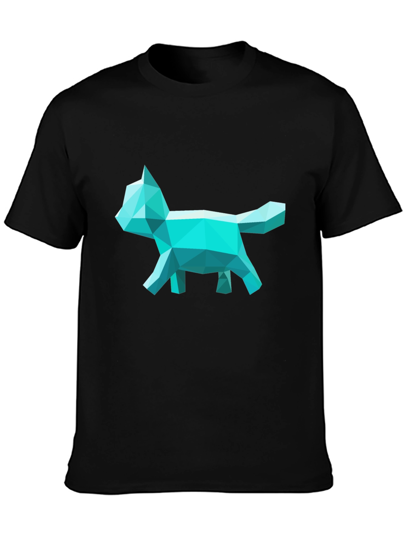 Geometric Cat Graphic Tee - Modern Art Style T-Shirt