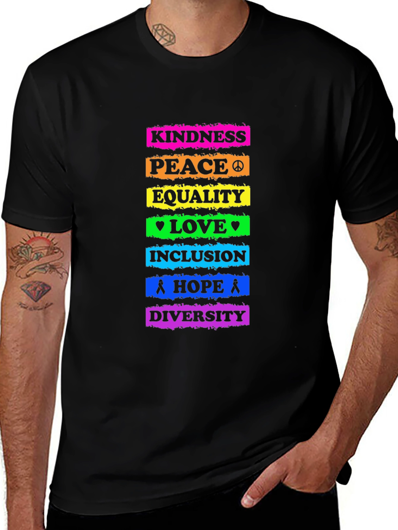 Kindness Peace Equality Love Inclusion Hope Diversity T-Shirt