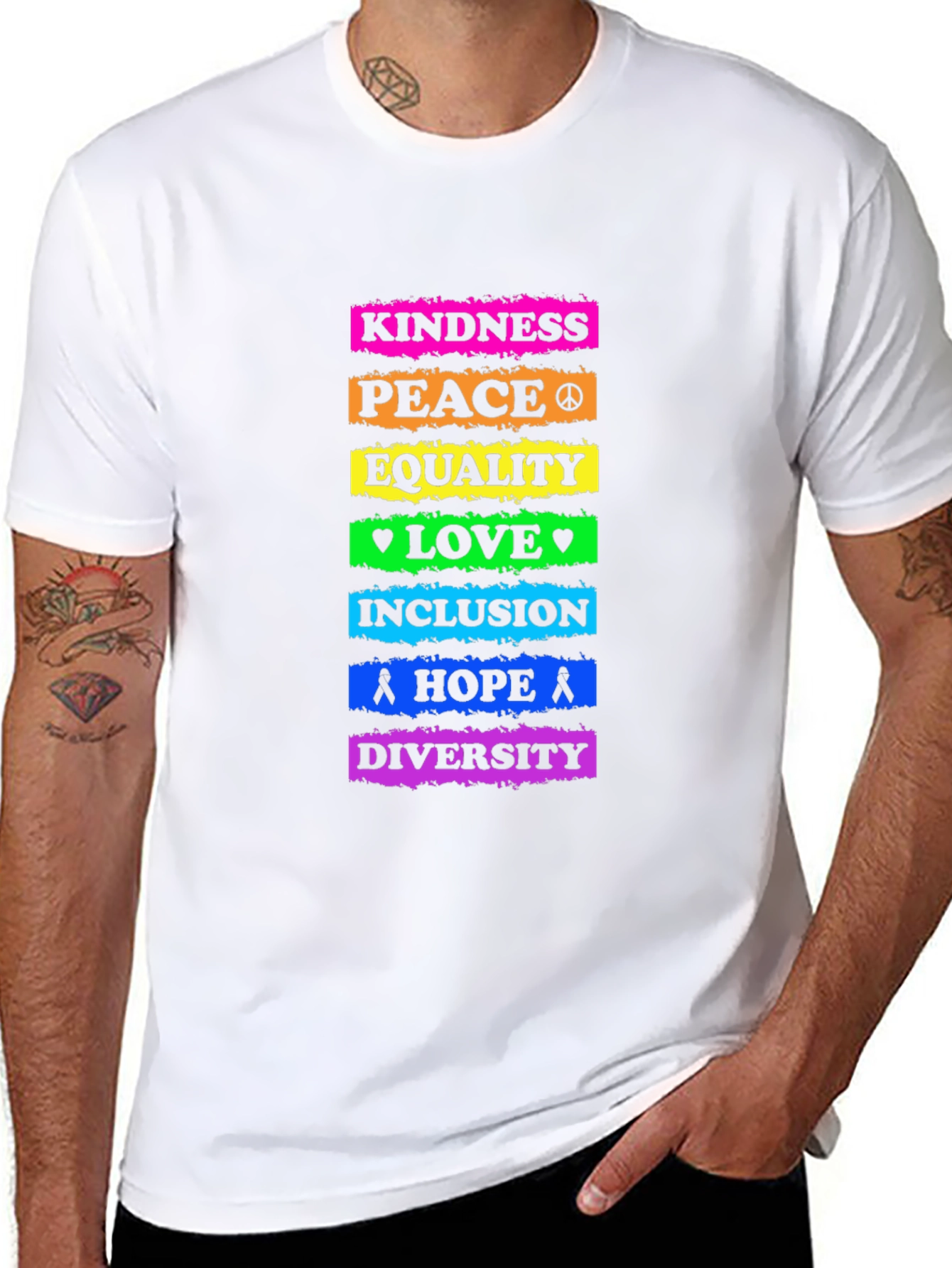 Kindness Peace Equality Love Inclusion Hope Diversity T-Shirt