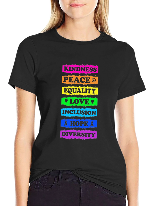Kindness Peace Equality Love Inclusion Hope Diversity T-Shirt