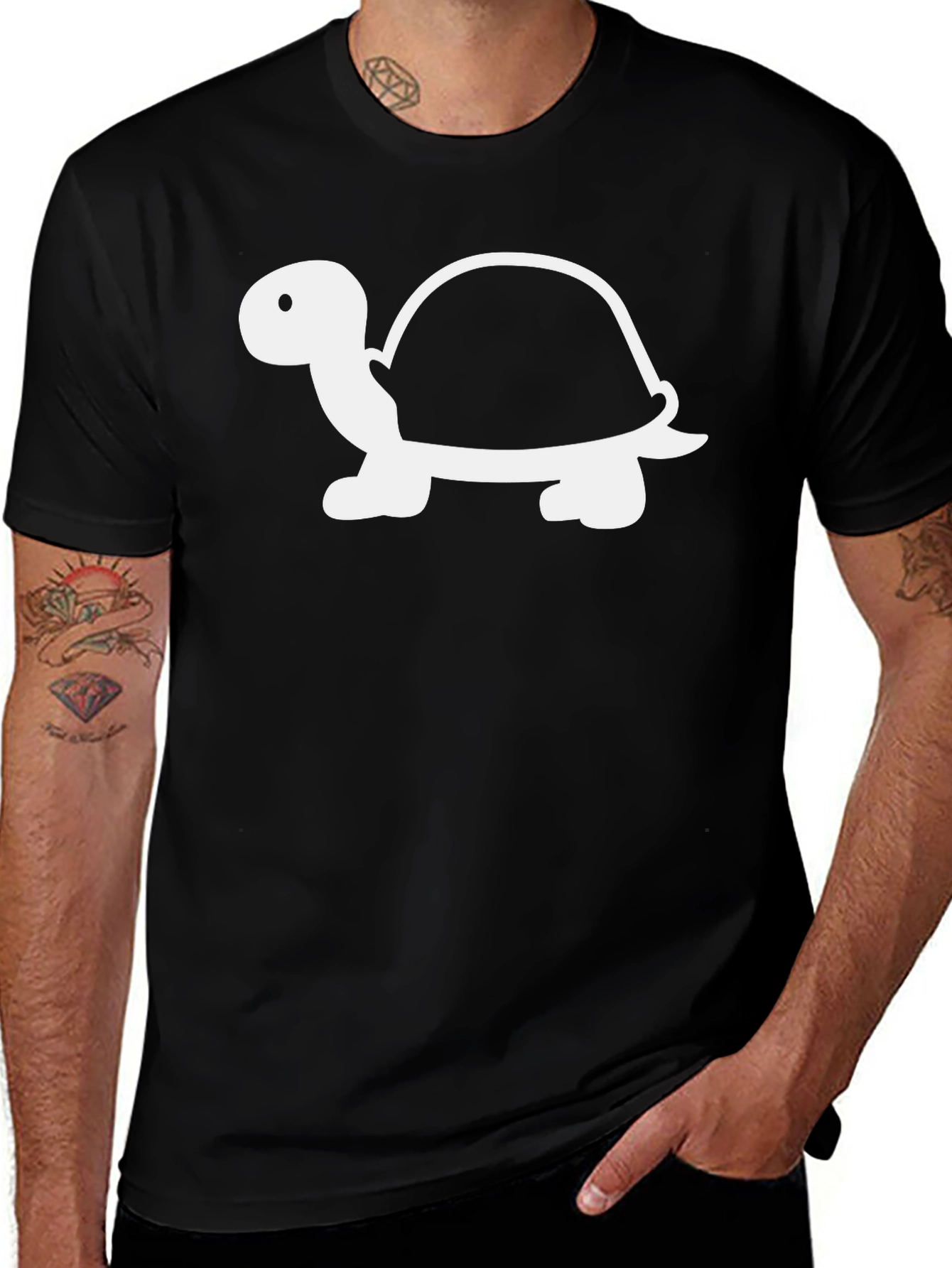 Turtle Graphic Tee - Black Cotton T-Shirt