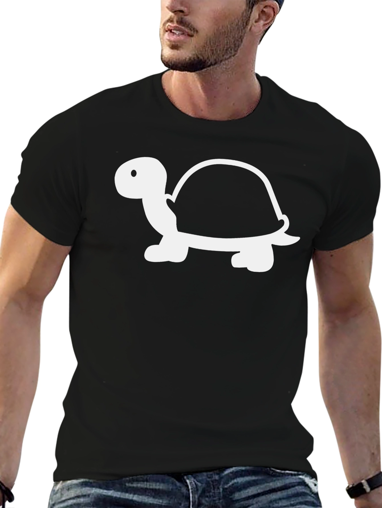 Turtle Graphic Tee - Black Cotton T-Shirt