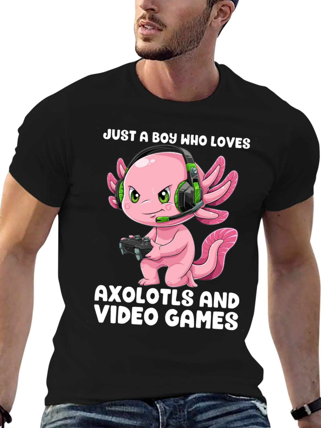 Boy Who Loves Axolotls & Video Games T-Shirt