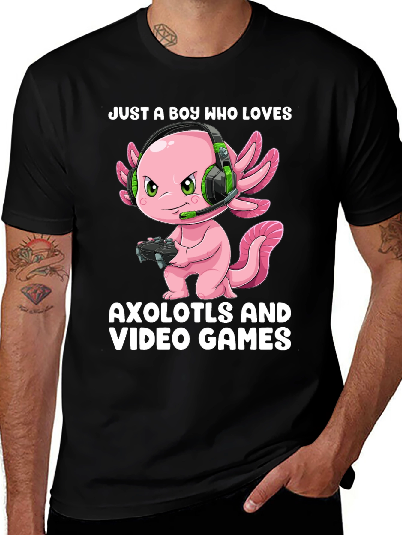 Boy Who Loves Axolotls & Video Games T-Shirt