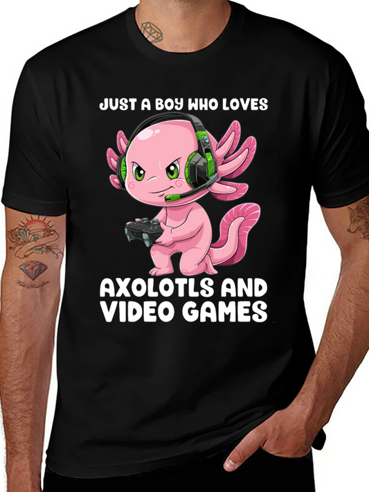 Boy Who Loves Axolotls & Video Games T-Shirt