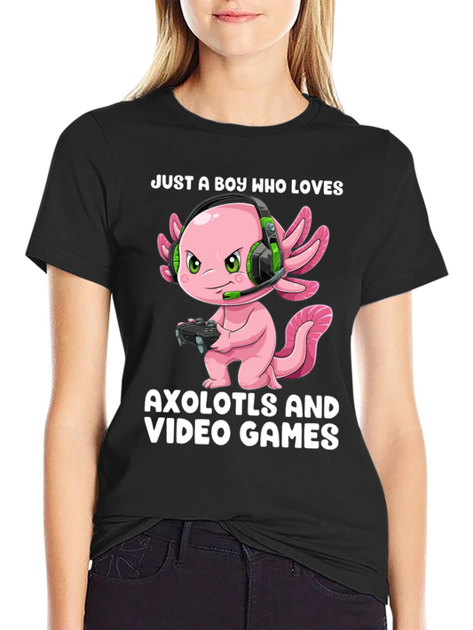 Boy Who Loves Axolotls & Video Games T-Shirt