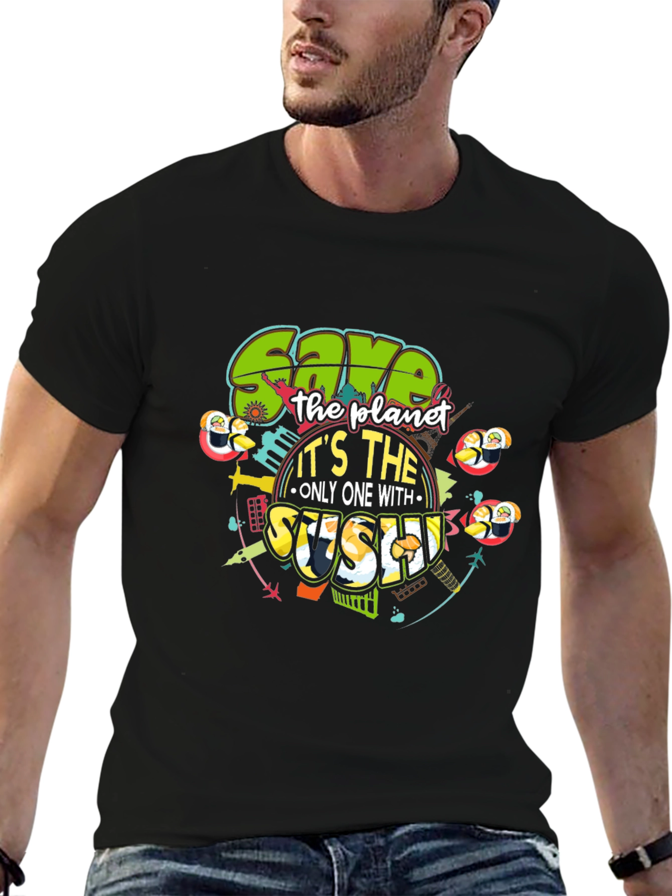 Save the Planet with Sushi Graphic Tee