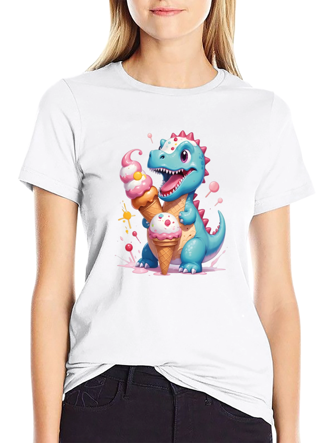 Cute Dino Ice Cream T-Shirt
