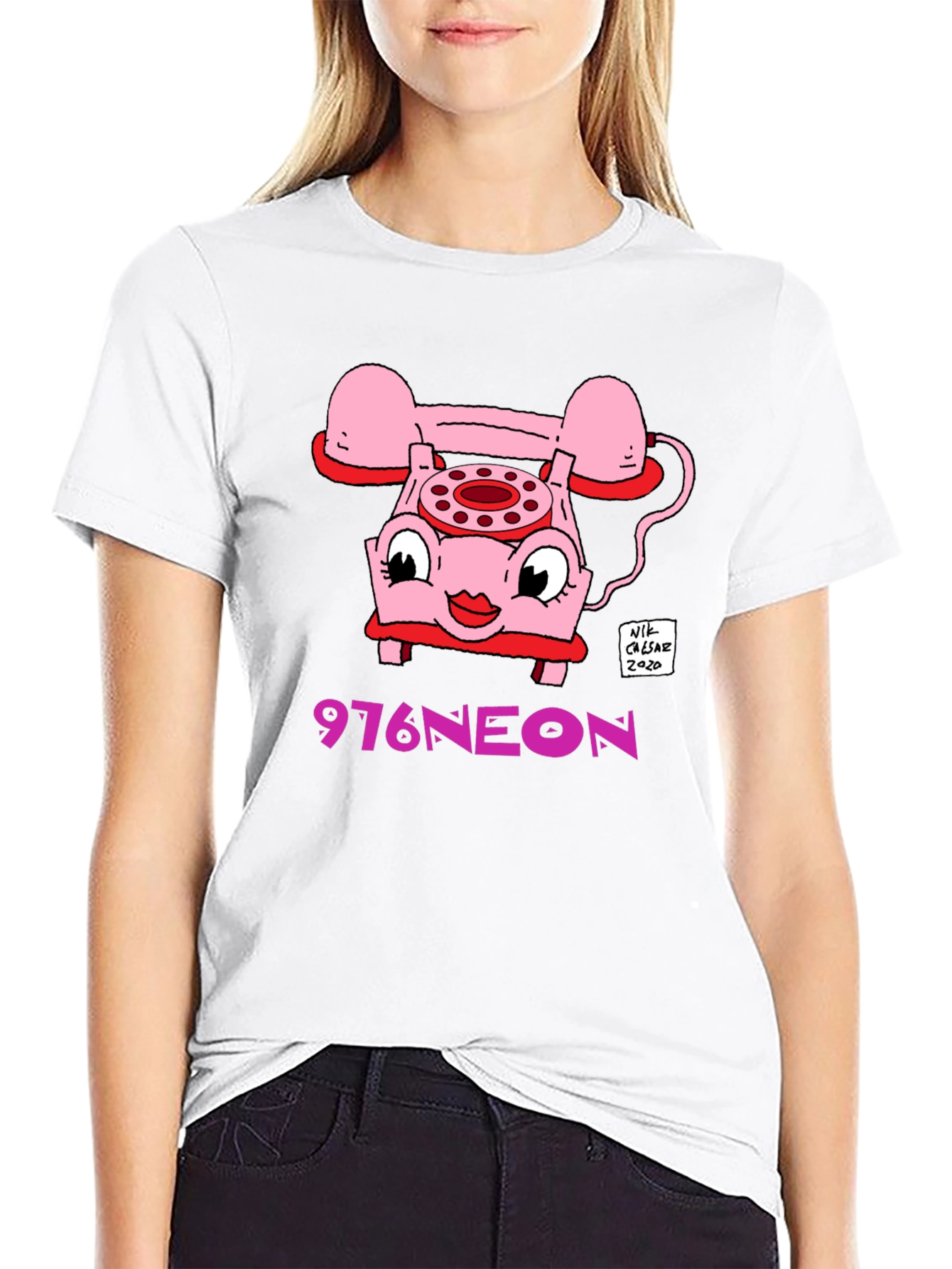 Retro Cartoon Phone Graphic T-Shirt