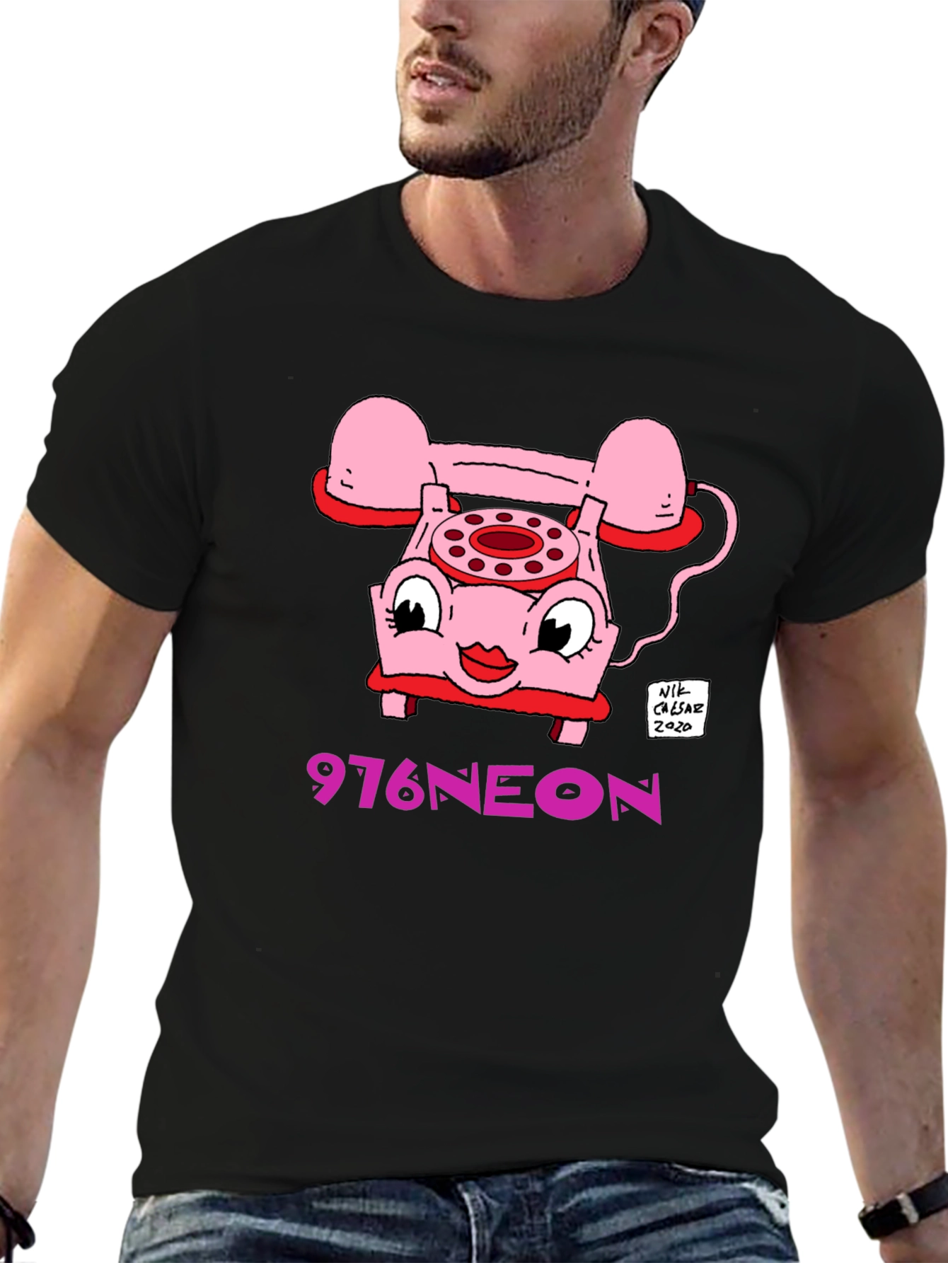 Retro Cartoon Phone Graphic T-Shirt