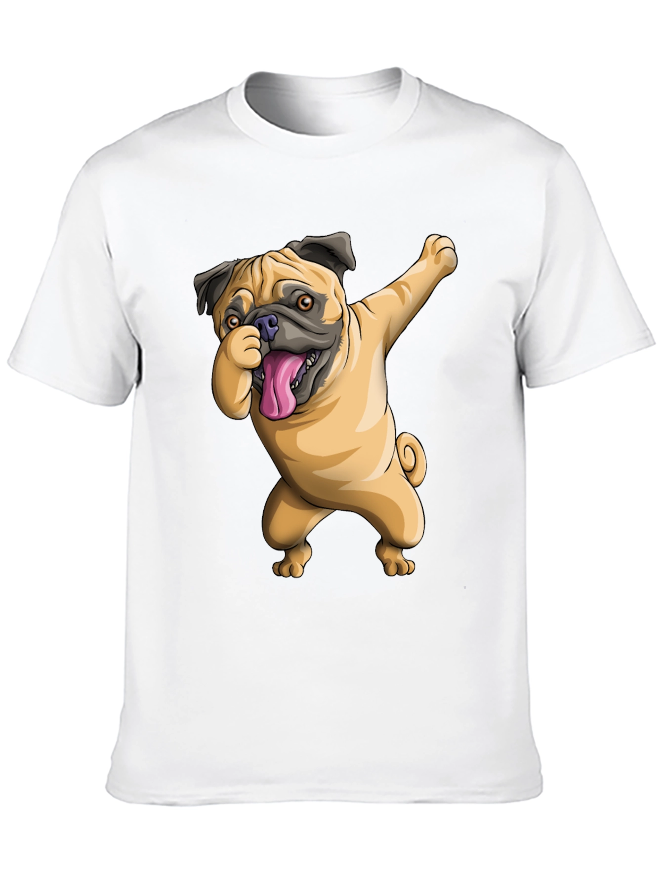 Dabbing Pug Graphic Tee - Black Cotton T-Shirt