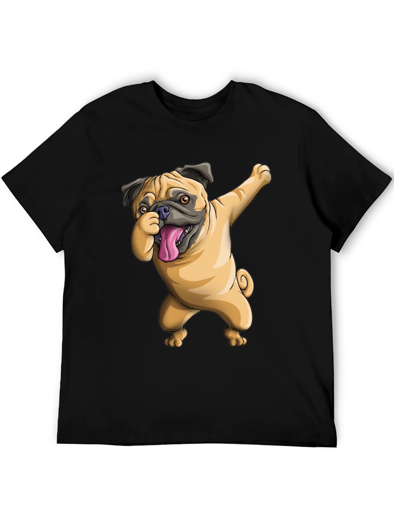 Dabbing Pug Graphic Tee - Black Cotton T-Shirt