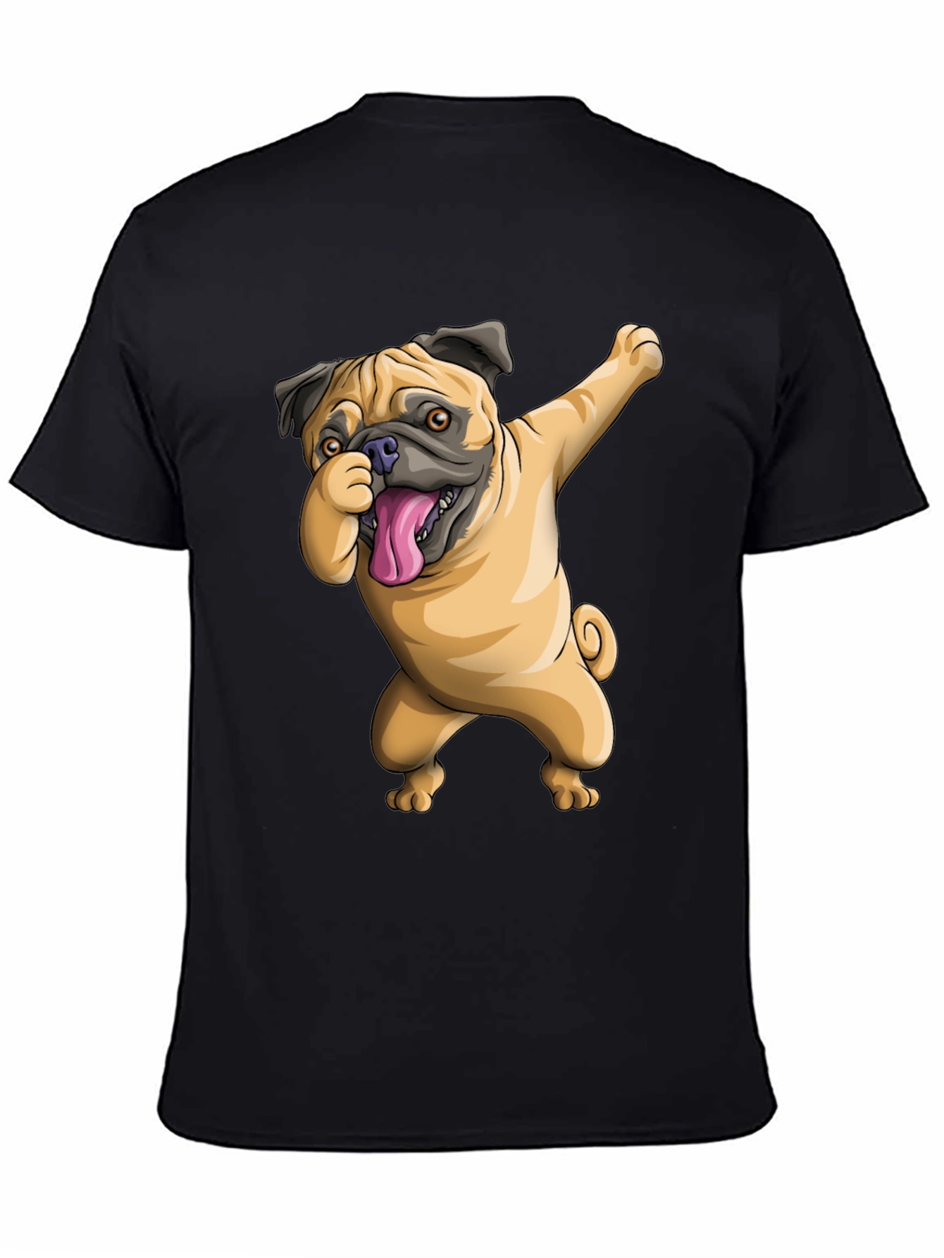 Dabbing Pug Graphic Tee - Black Cotton T-Shirt