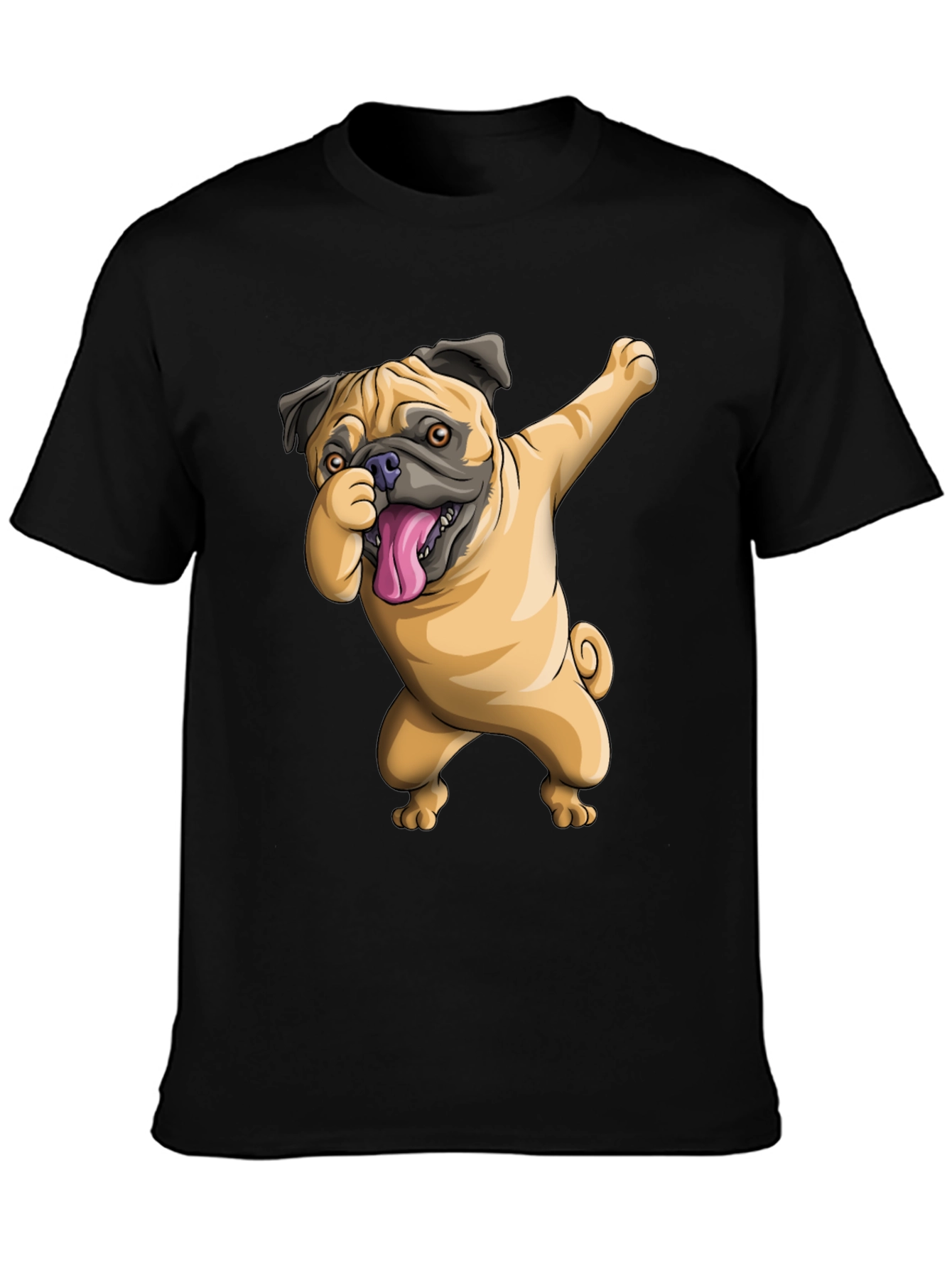 Dabbing Pug Graphic Tee - Black Cotton T-Shirt