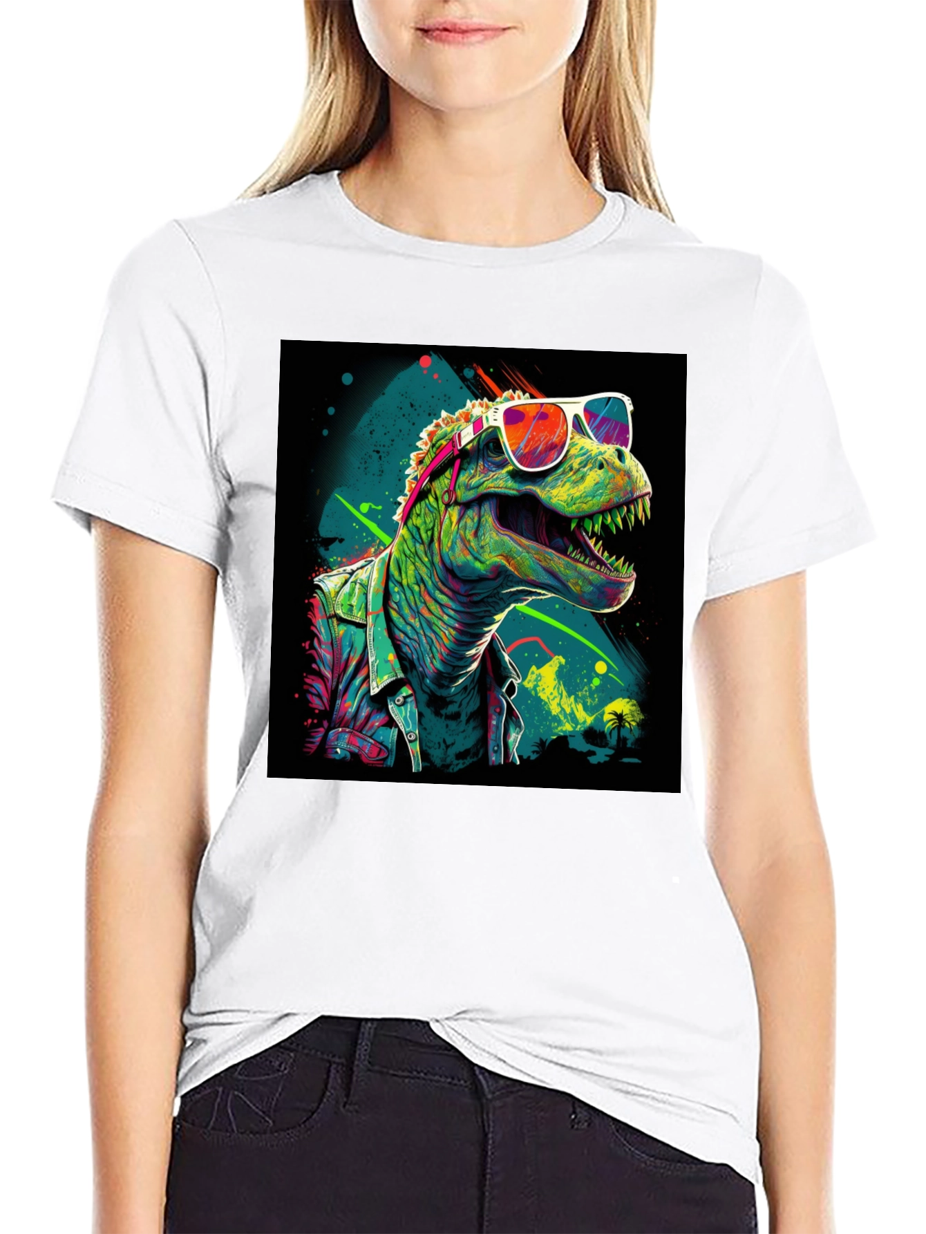 Retro Dinosaur Graphic Tee - Cool T-Rex in Sunglasses!