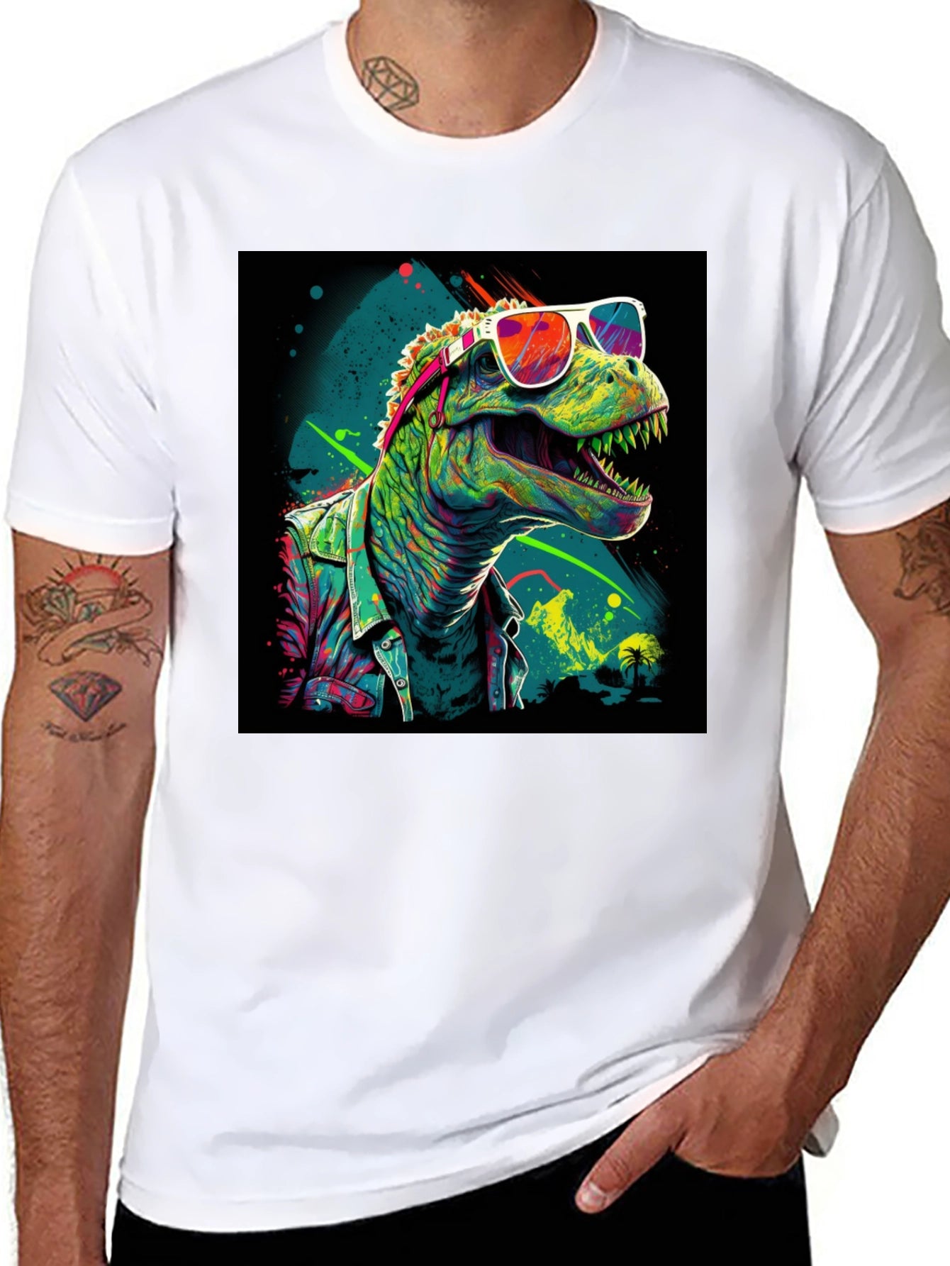 Retro Dinosaur Graphic Tee - Cool T-Rex in Sunglasses!