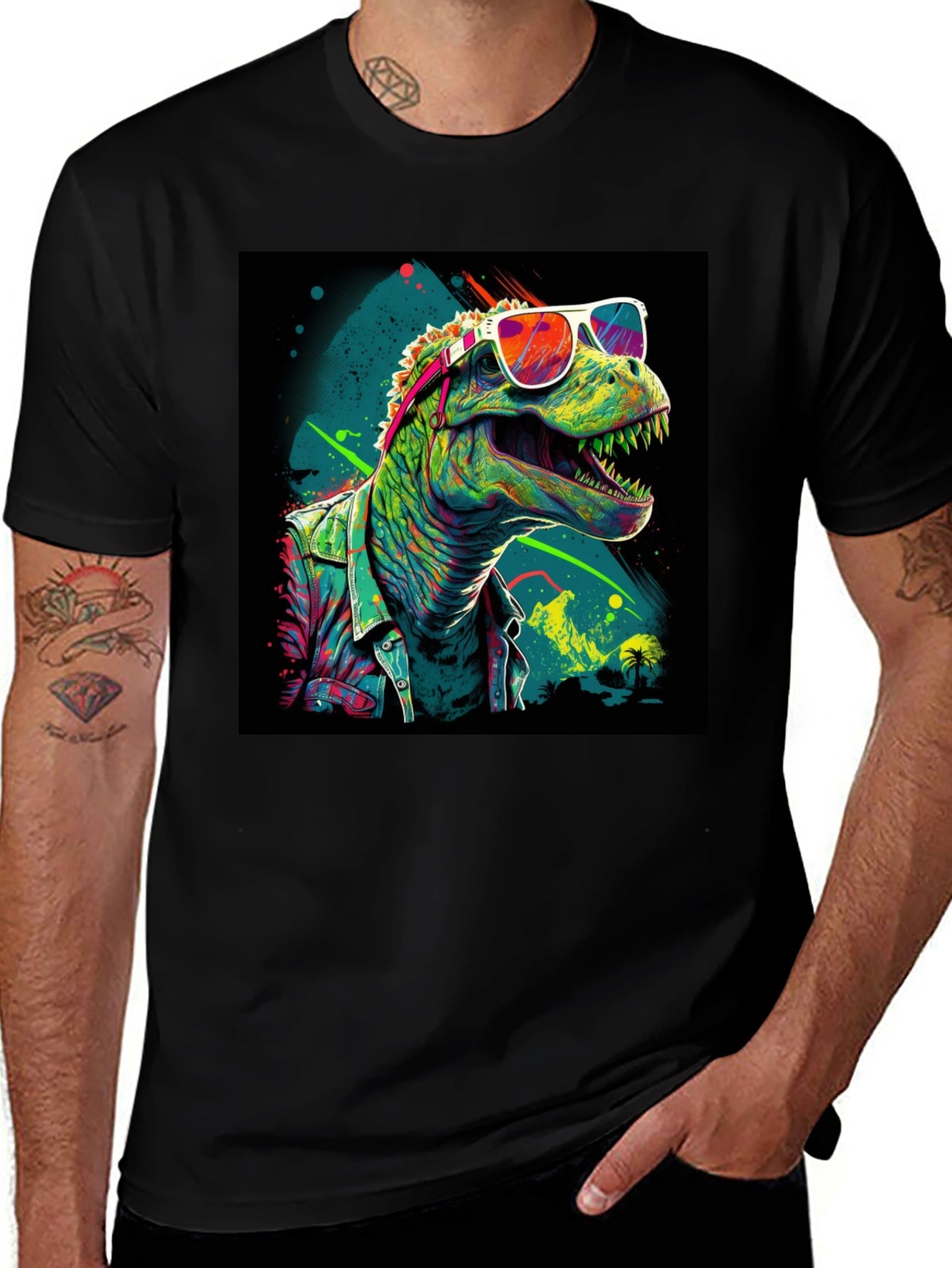 Retro Dinosaur Graphic Tee - Cool T-Rex in Sunglasses!