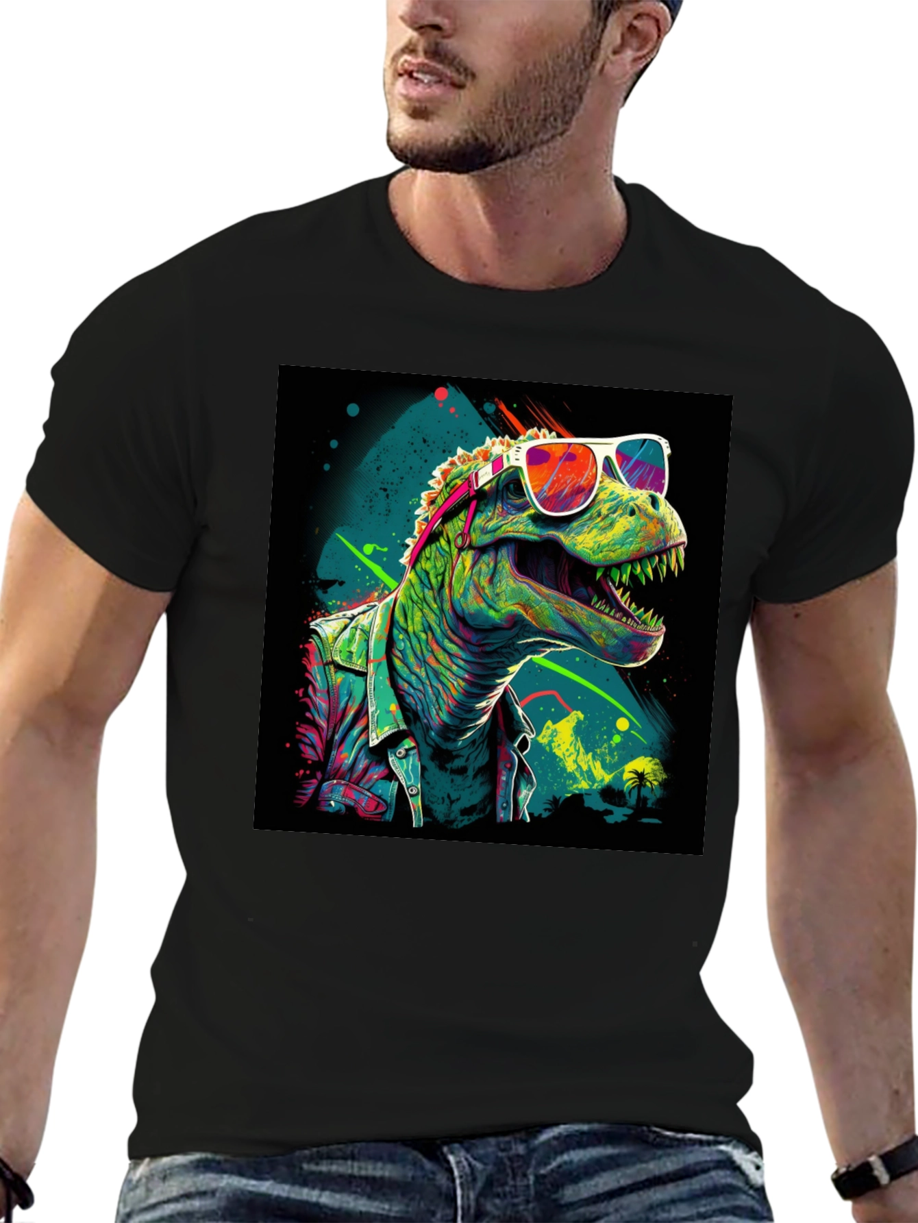 Retro Dinosaur Graphic Tee - Cool T-Rex in Sunglasses!