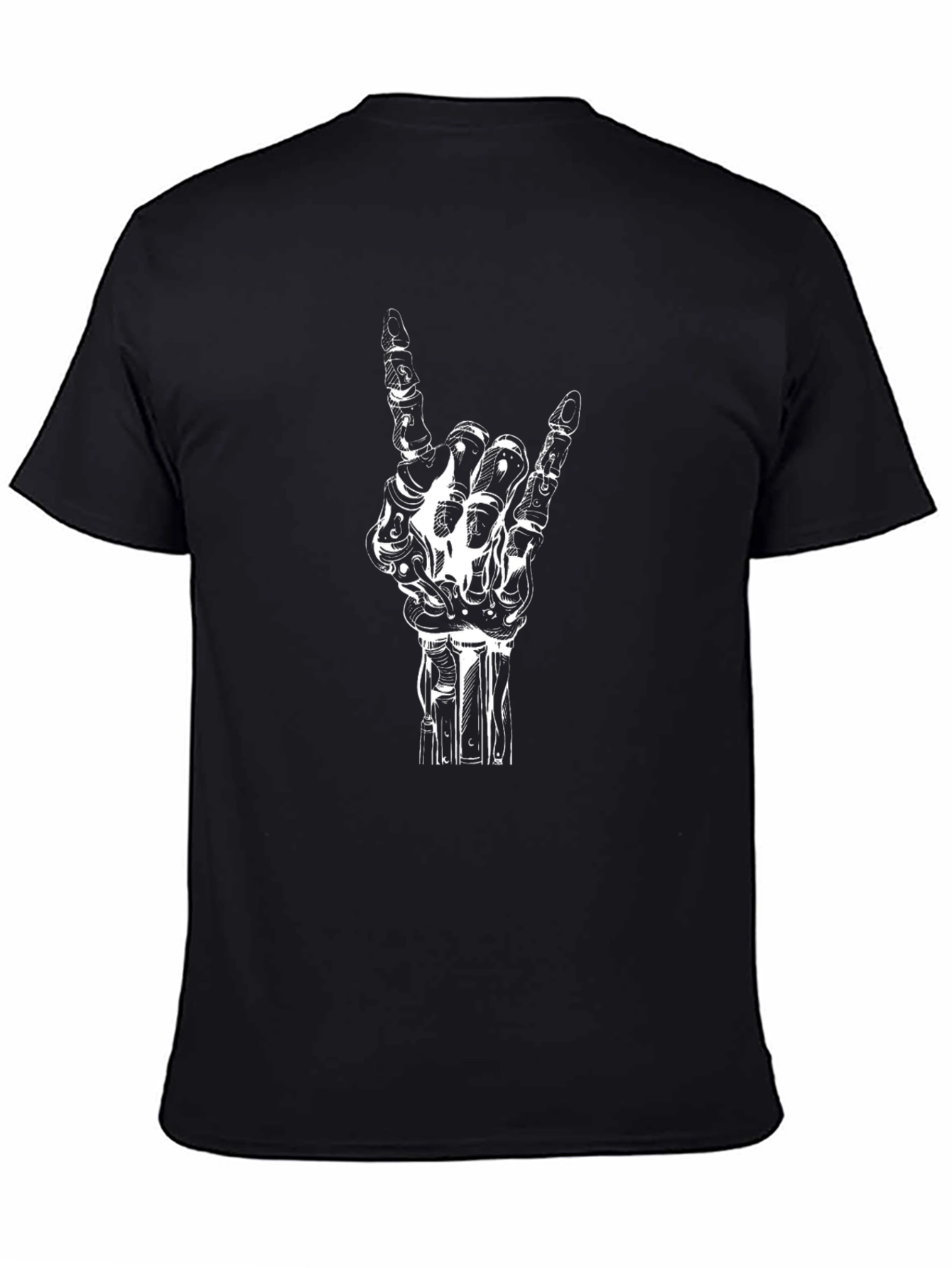 Rock On Skeleton Hand Black T-Shirt