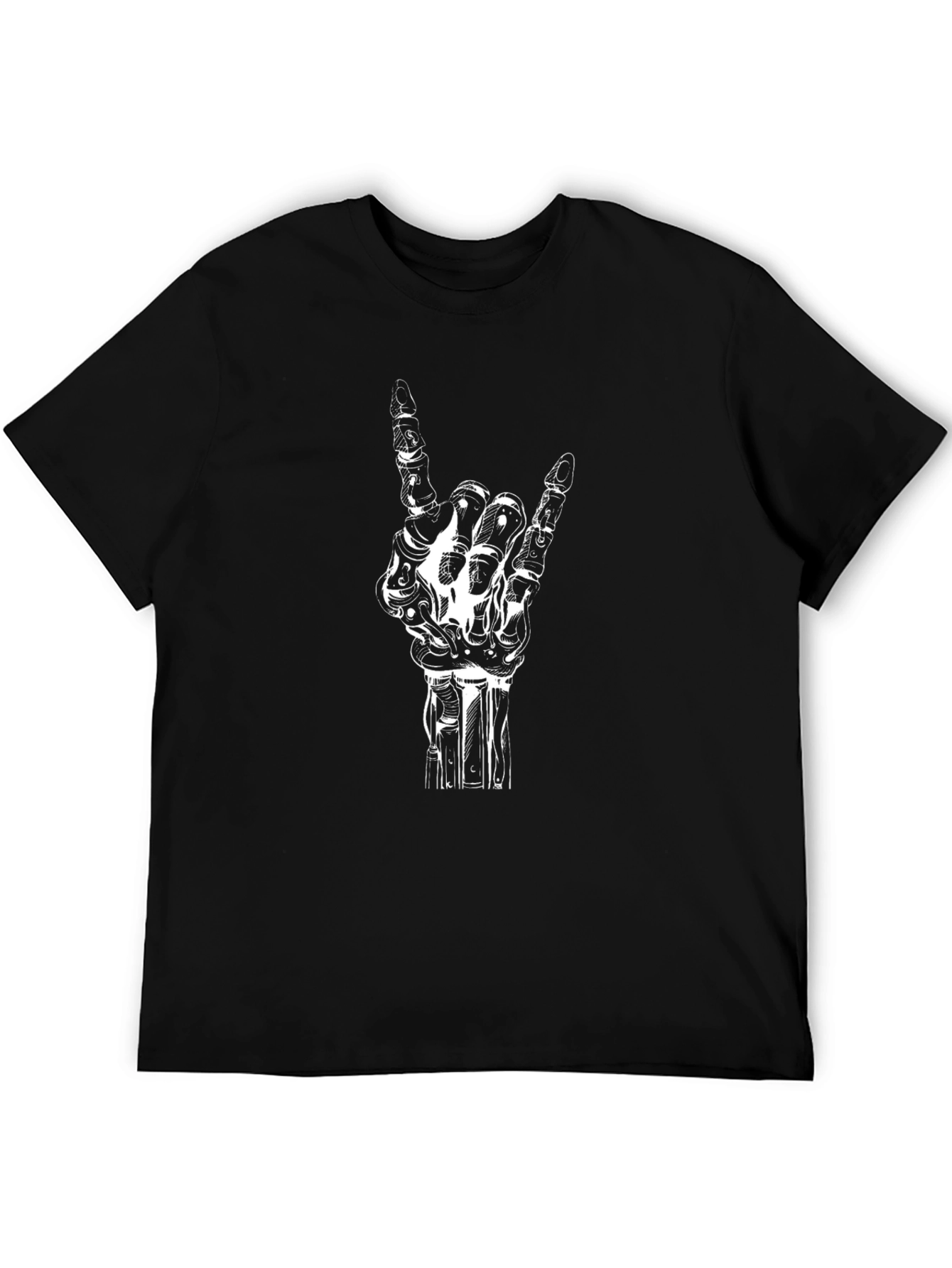 Rock On Skeleton Hand Black T-Shirt
