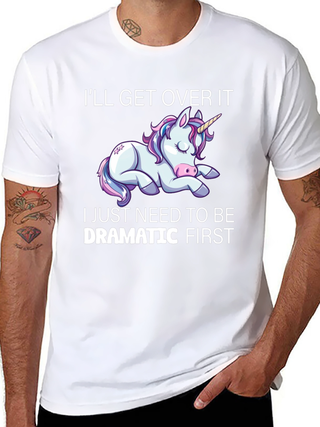 Dramatic Unicorn Graphic T-Shirt - Black