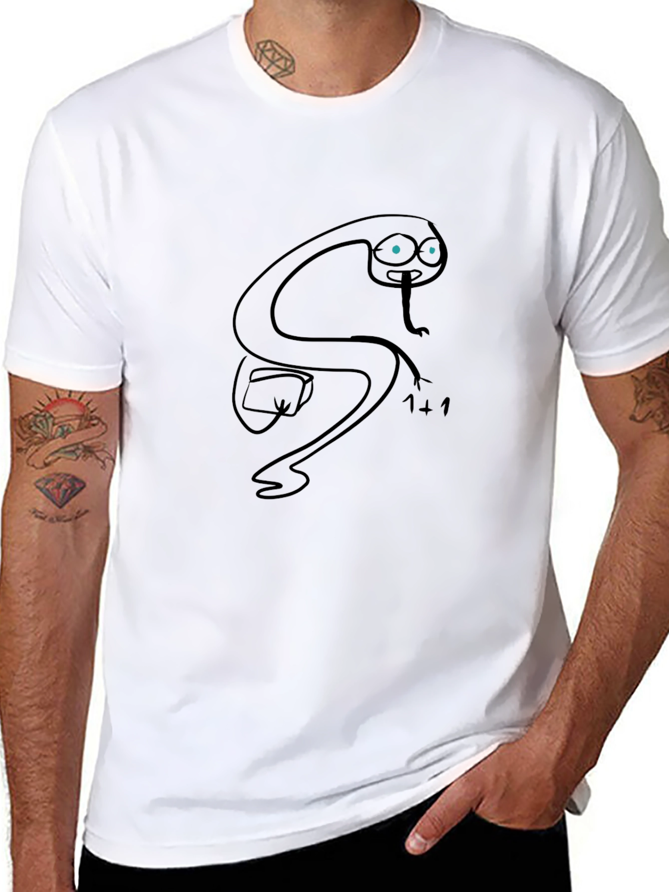 Snake Cartoon Graphic Black T-Shirt