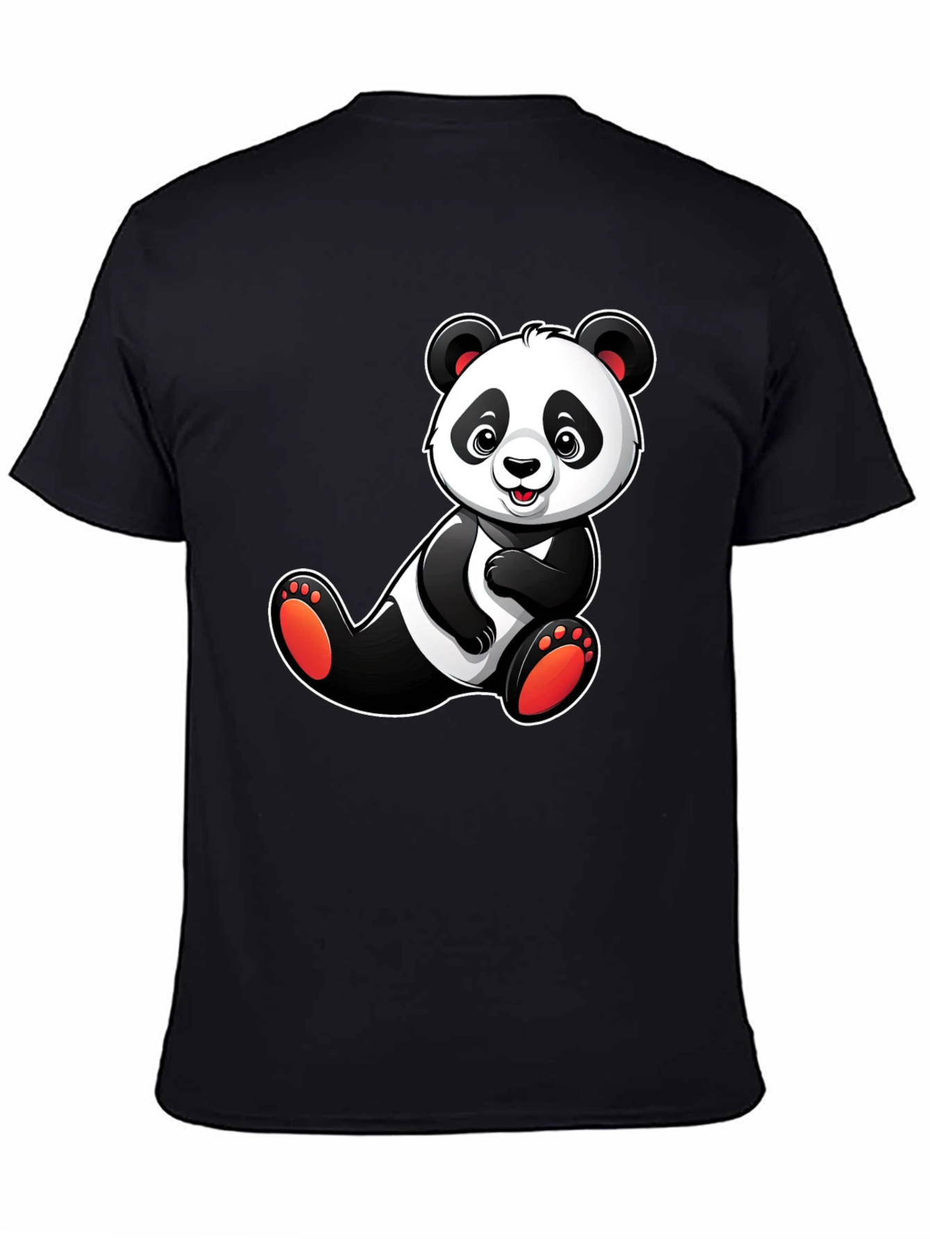 Cute Panda Bear Graphic T-Shirt - Black