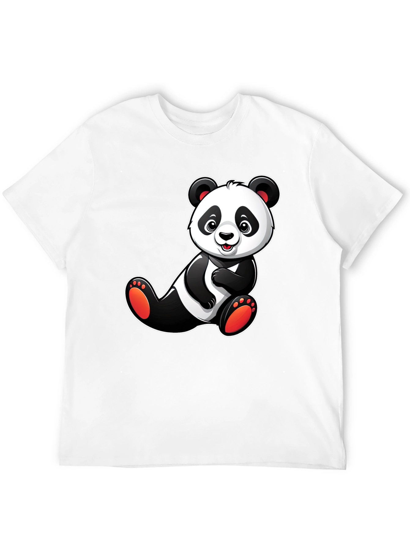 Cute Panda Bear Graphic T-Shirt - Black