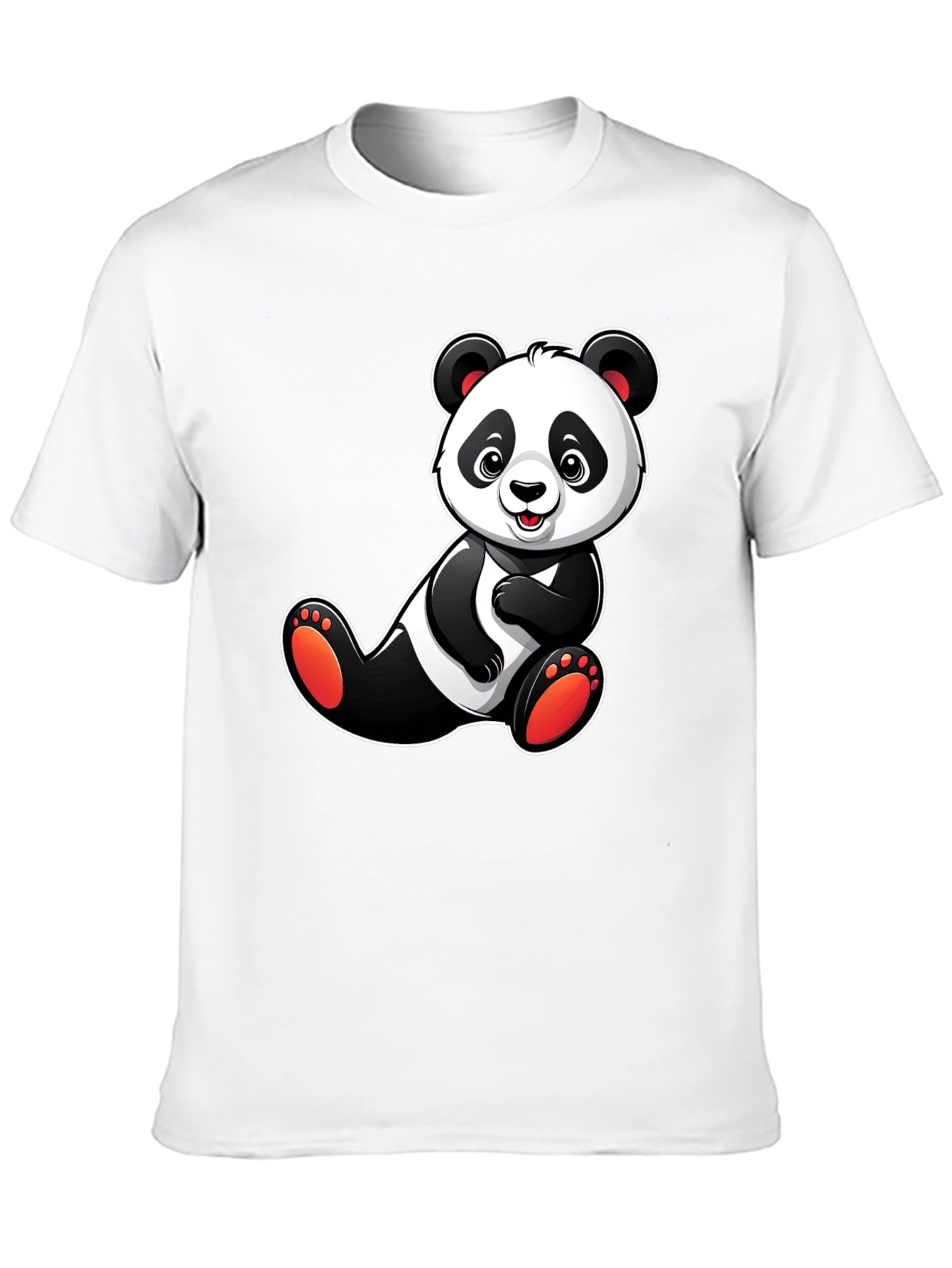 Cute Panda Bear Graphic T-Shirt - Black
