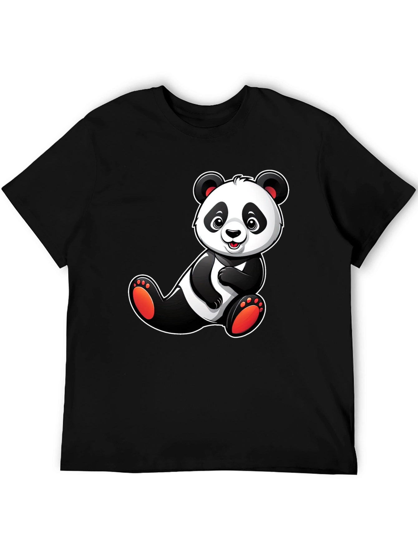 Cute Panda Bear Graphic T-Shirt - Black