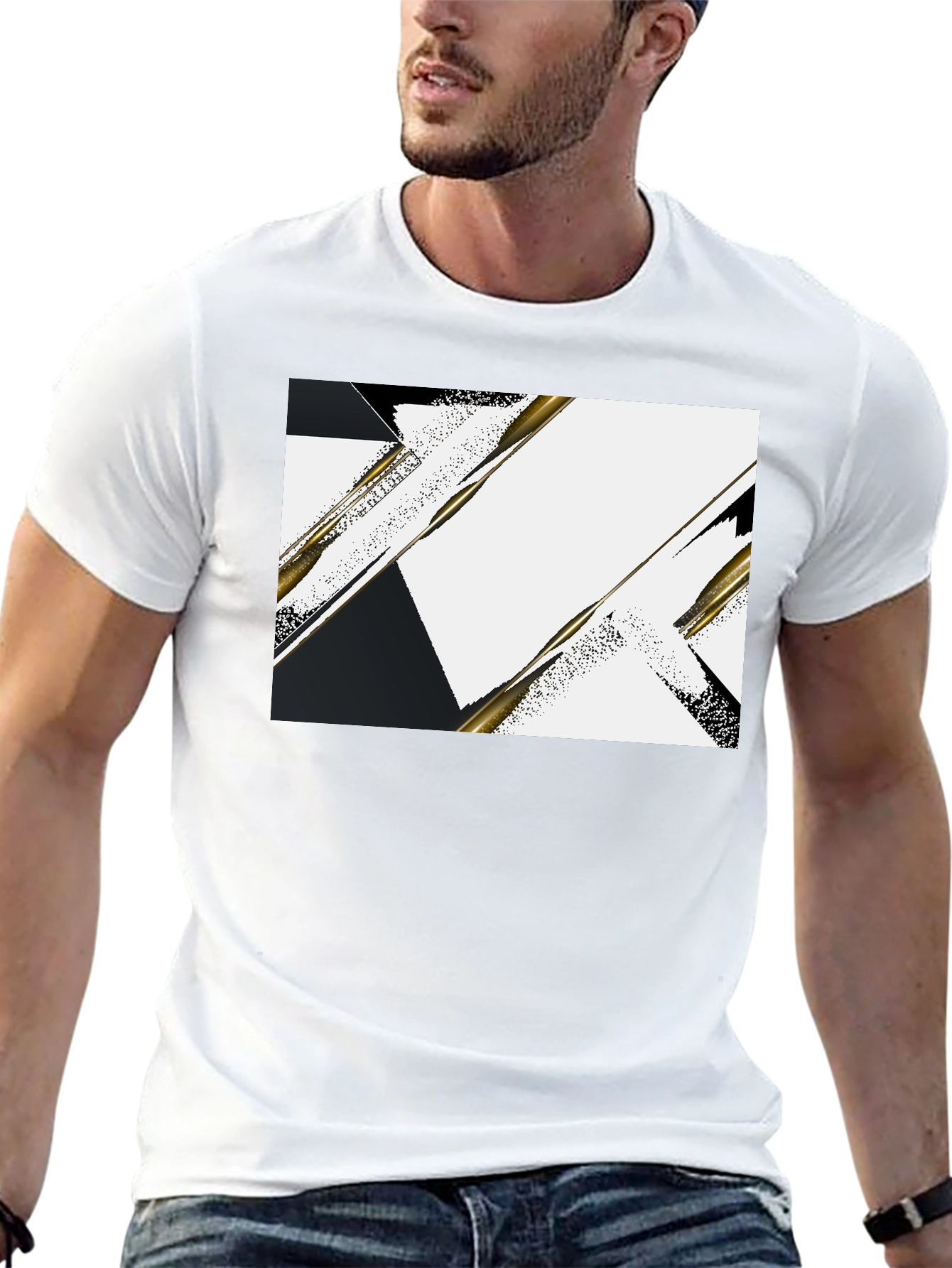Abstract Geometric Graphic Black T-Shirt
