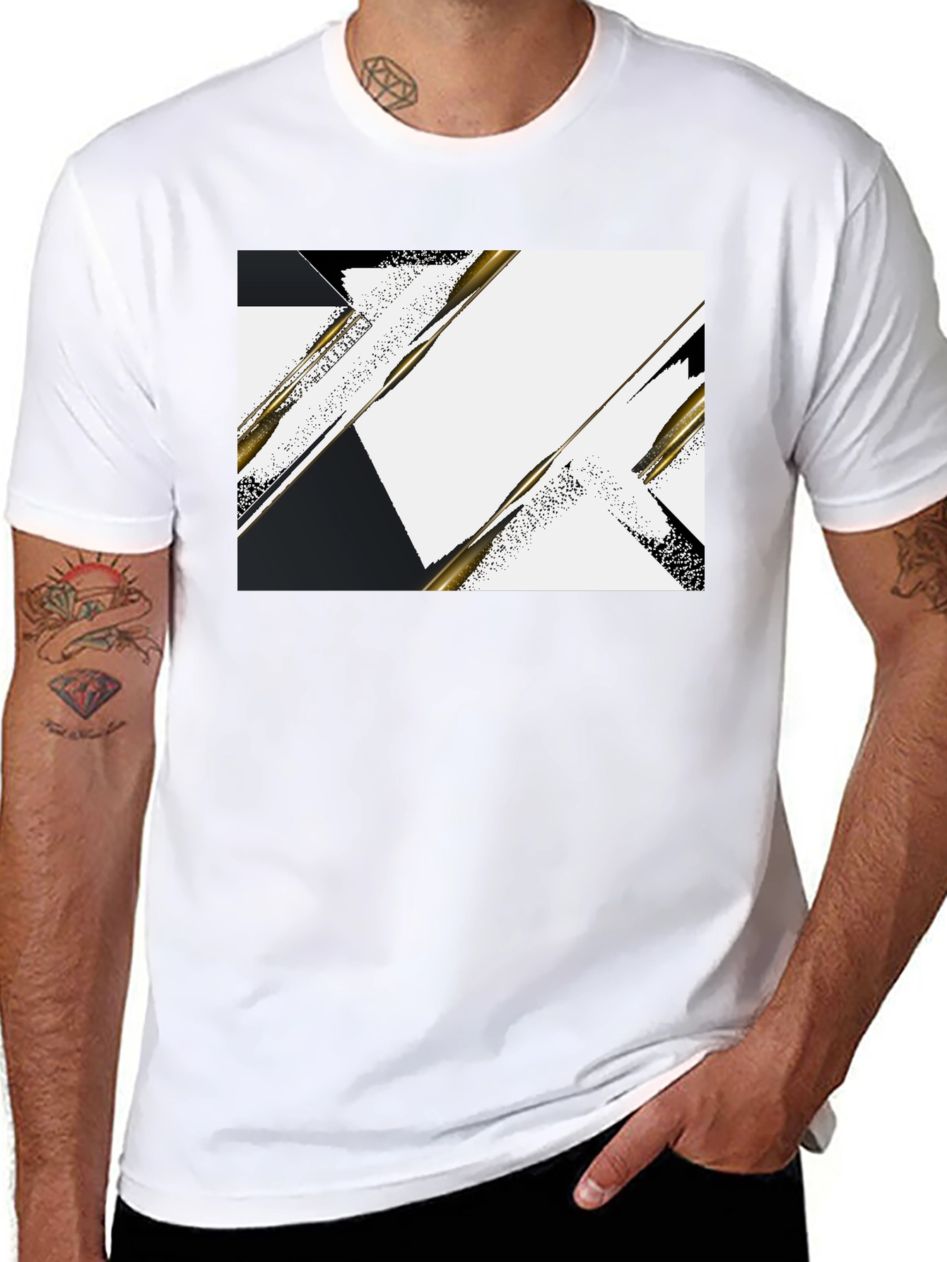 Abstract Geometric Graphic Black T-Shirt